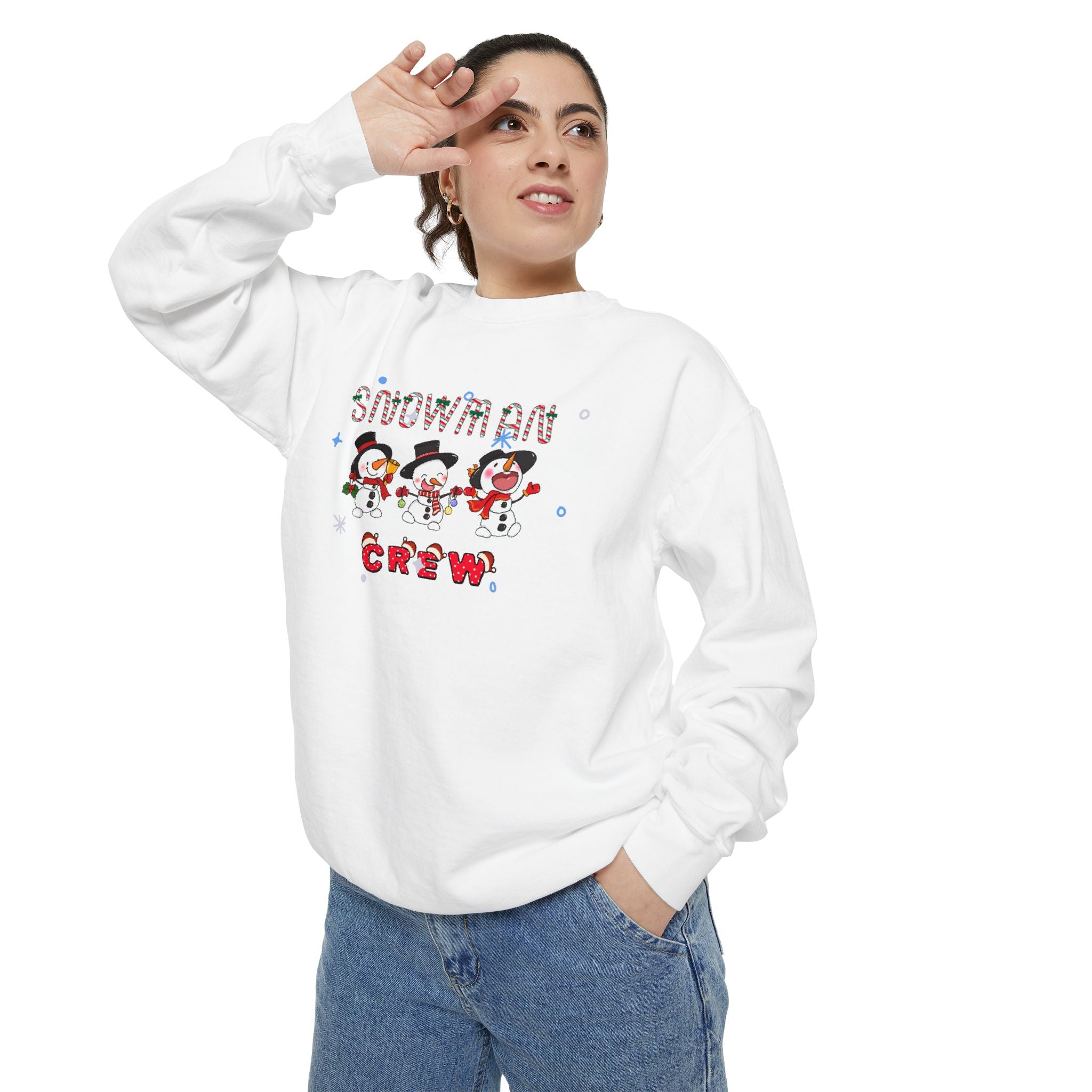 Snowman Crew Unisex Garment-Dyed Sweatshirt