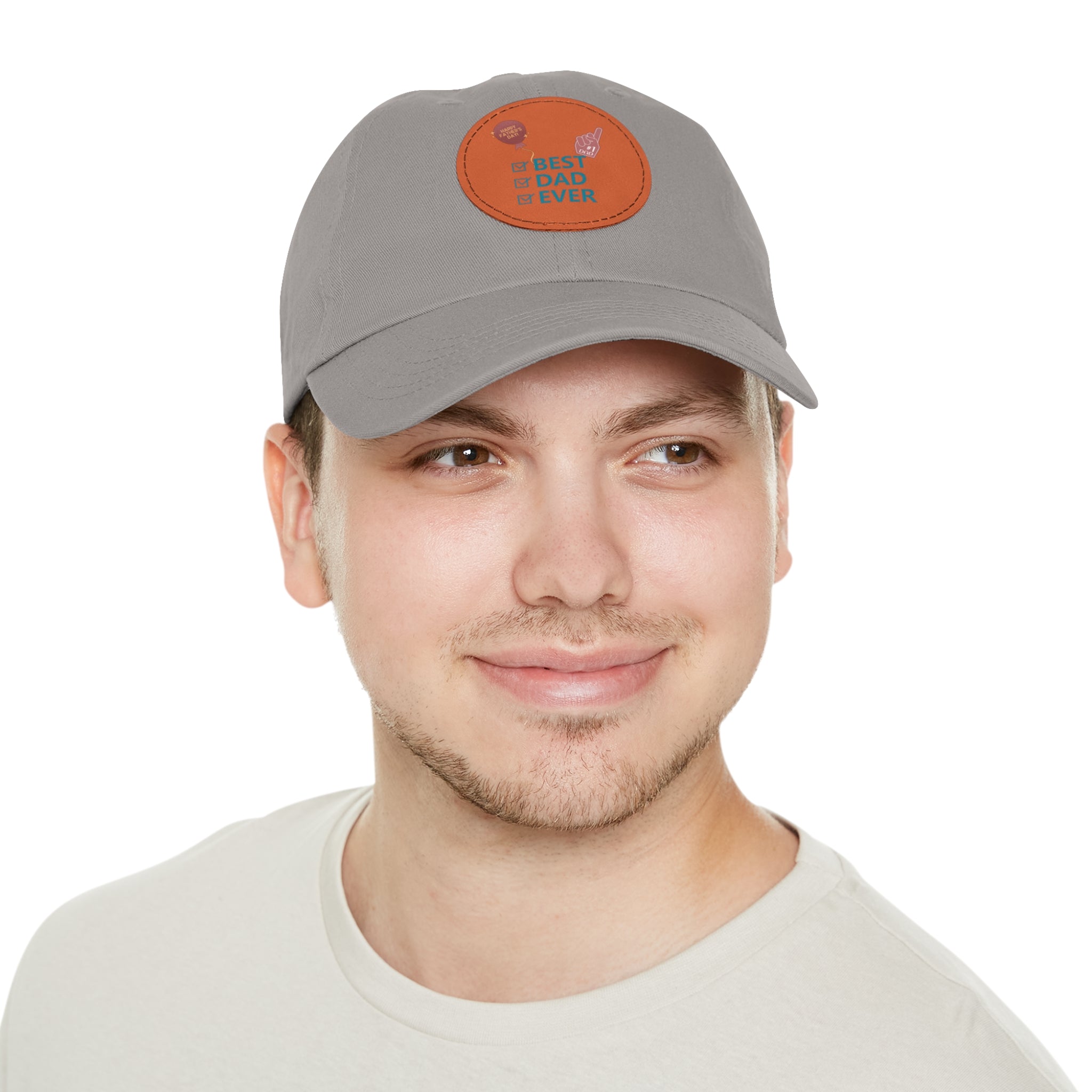 Best Dad Ever Hat with Leather Patch (Round)