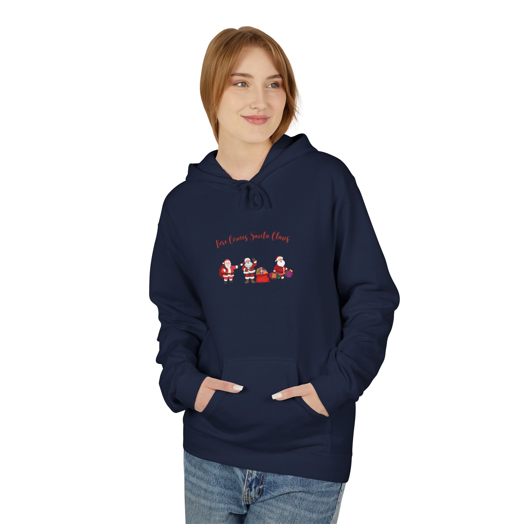 Here Comes Santa Claus Unisex Midweight Softstyle Fleece Hoodie