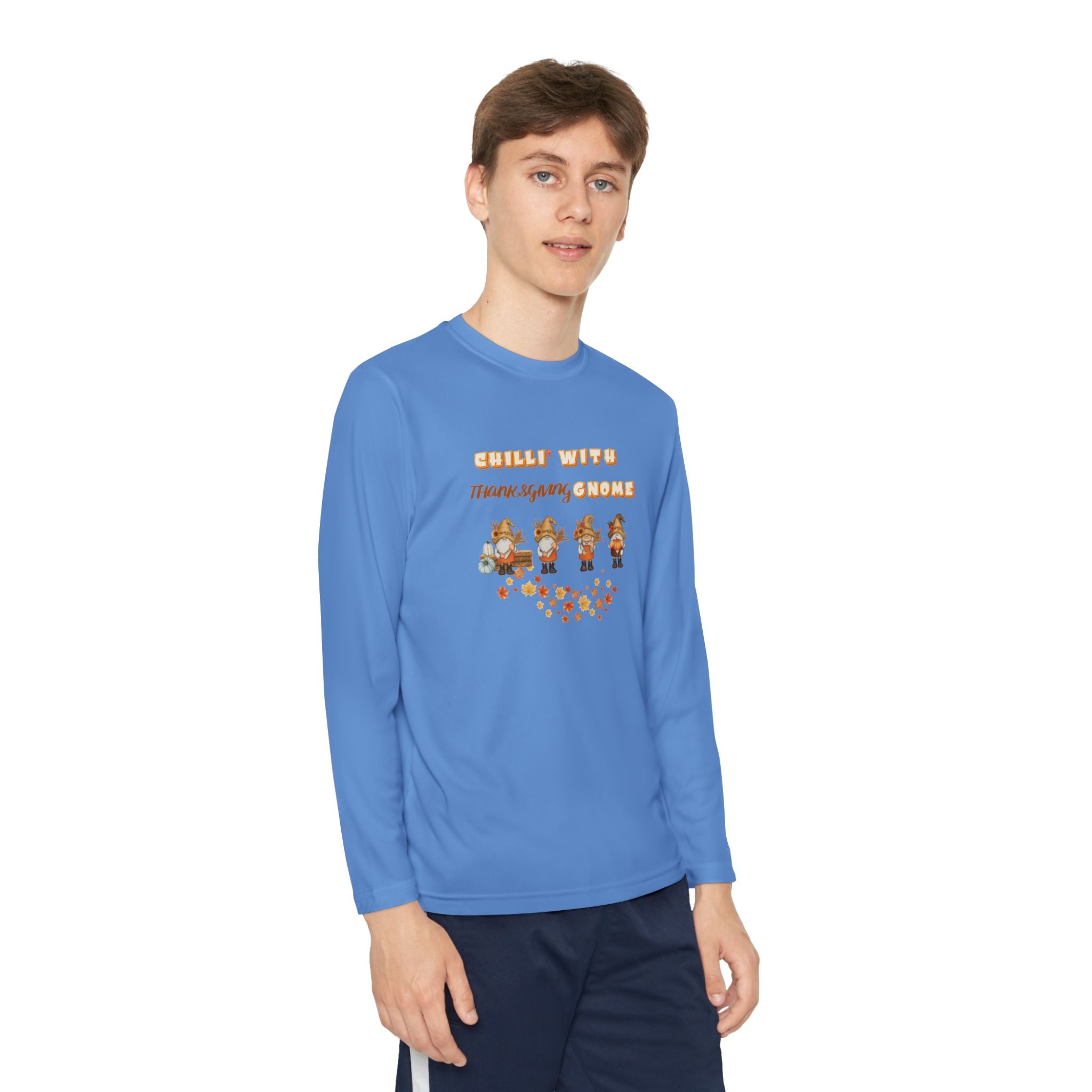 Chilli' With Thanksgiving Gnome Youth Long Sleeve Competitor Tee