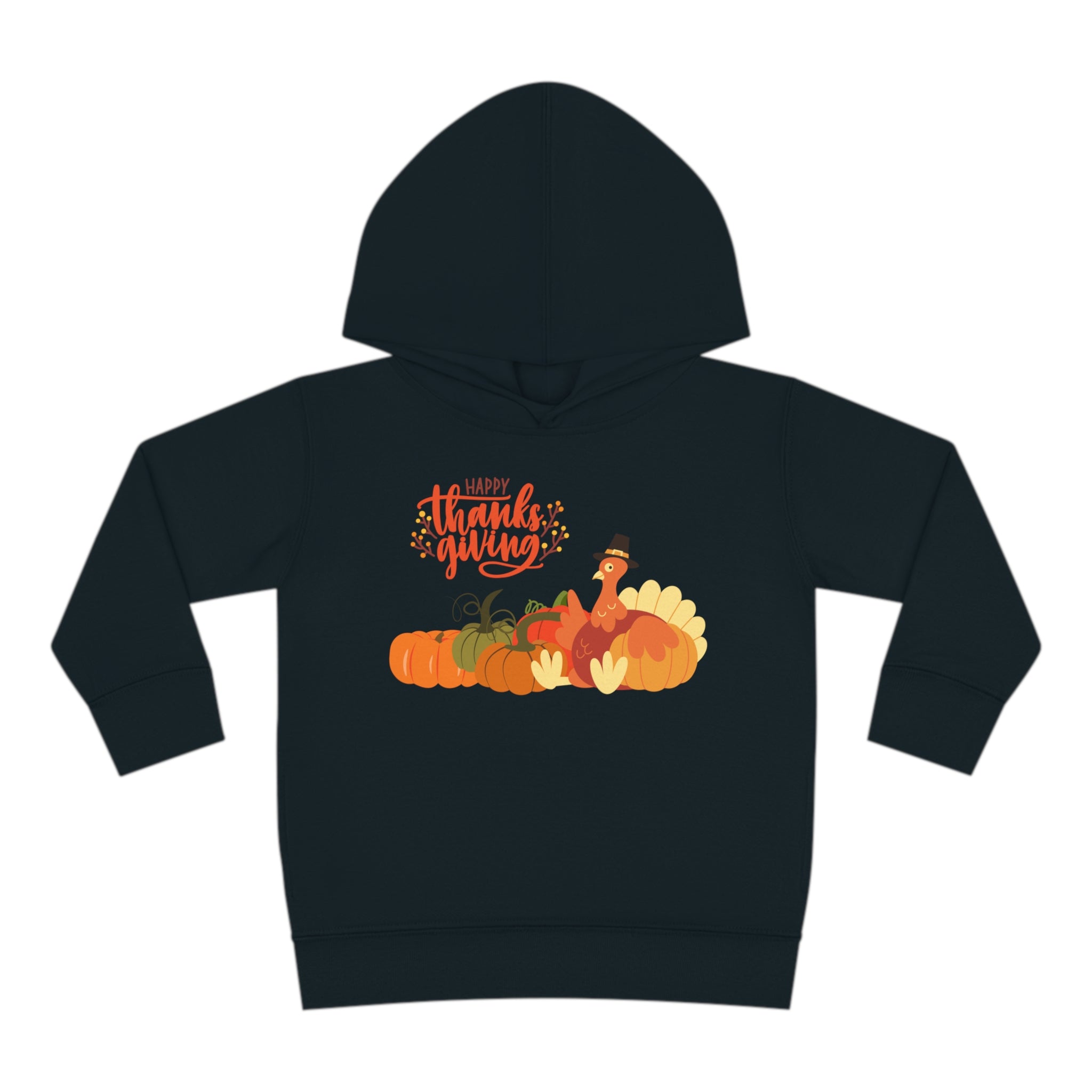 Happy Thanksgiving Turkey Toddler Pullover Fleece Hoodie