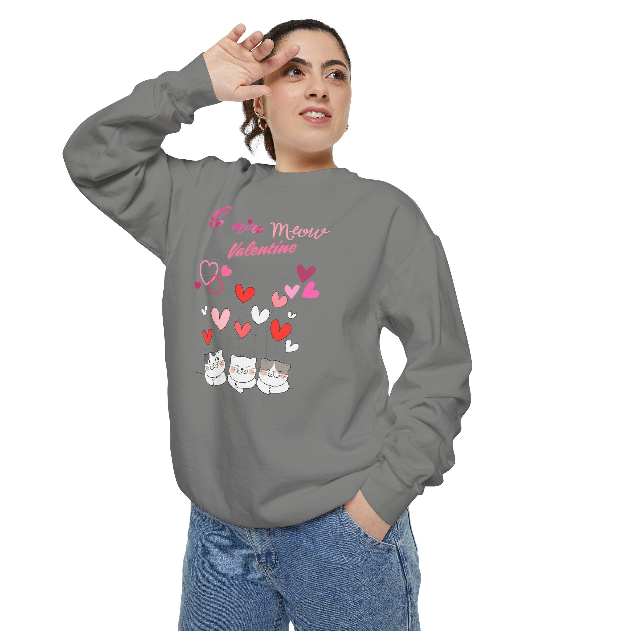 Meow Valentine's Day Unisex Garment-Dyed Sweatshirt
