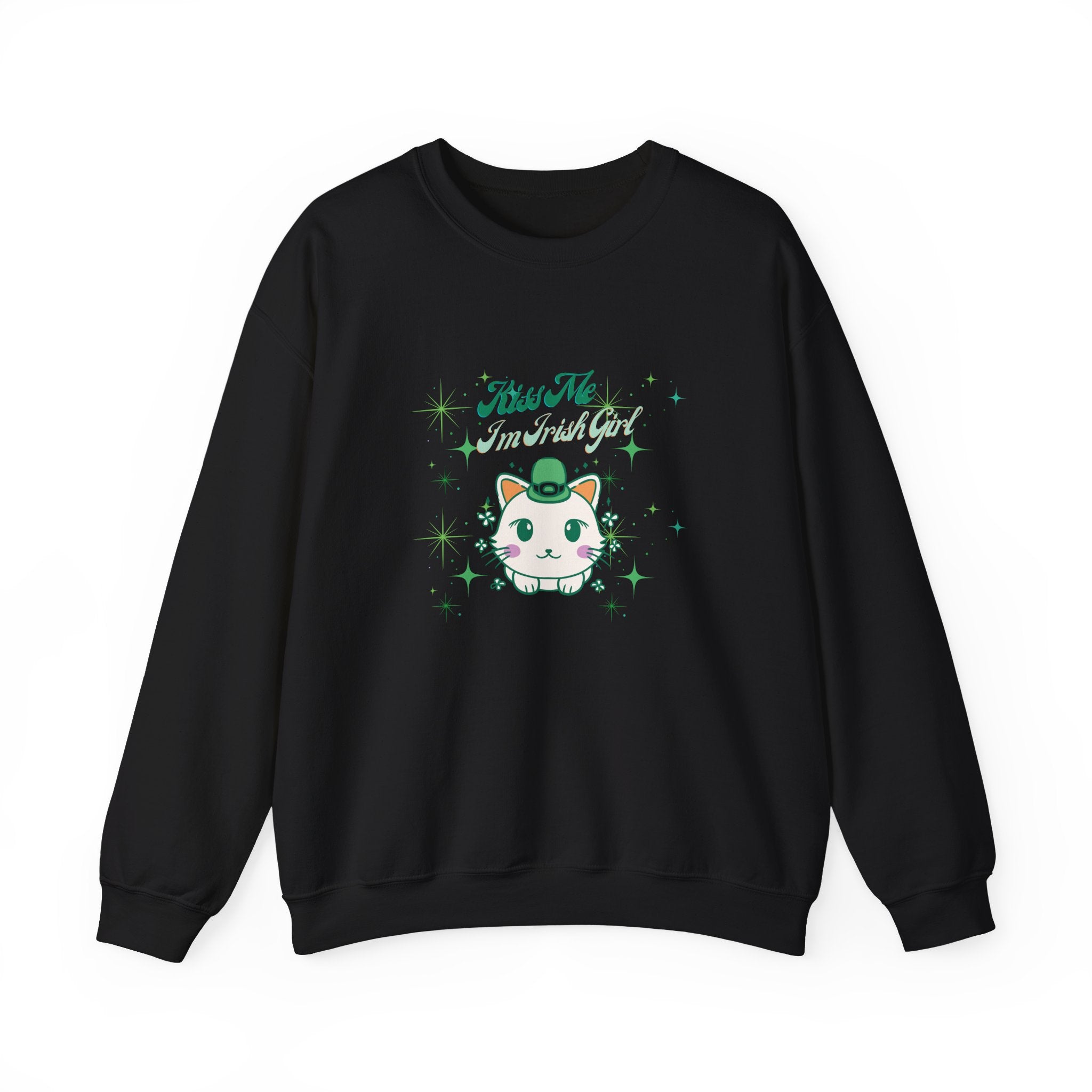 Kiss Me I'm Irish Cat Crewneck Sweatshirt - Unisex Heavy Blend™