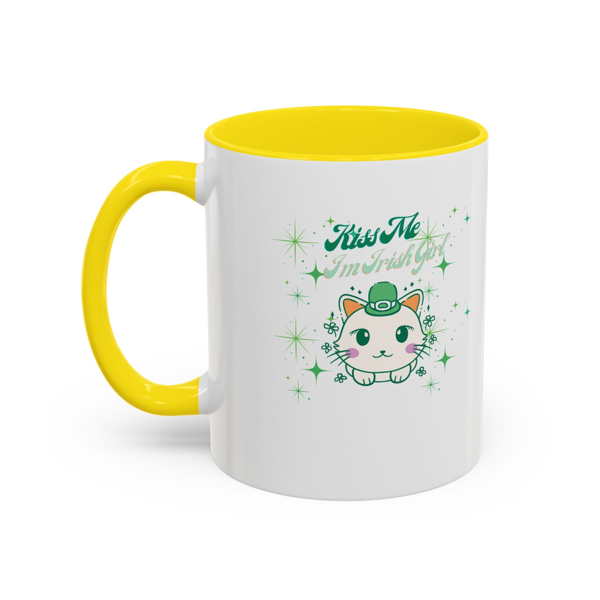 Kiss Me I'm Irish Cat  Accent Mug