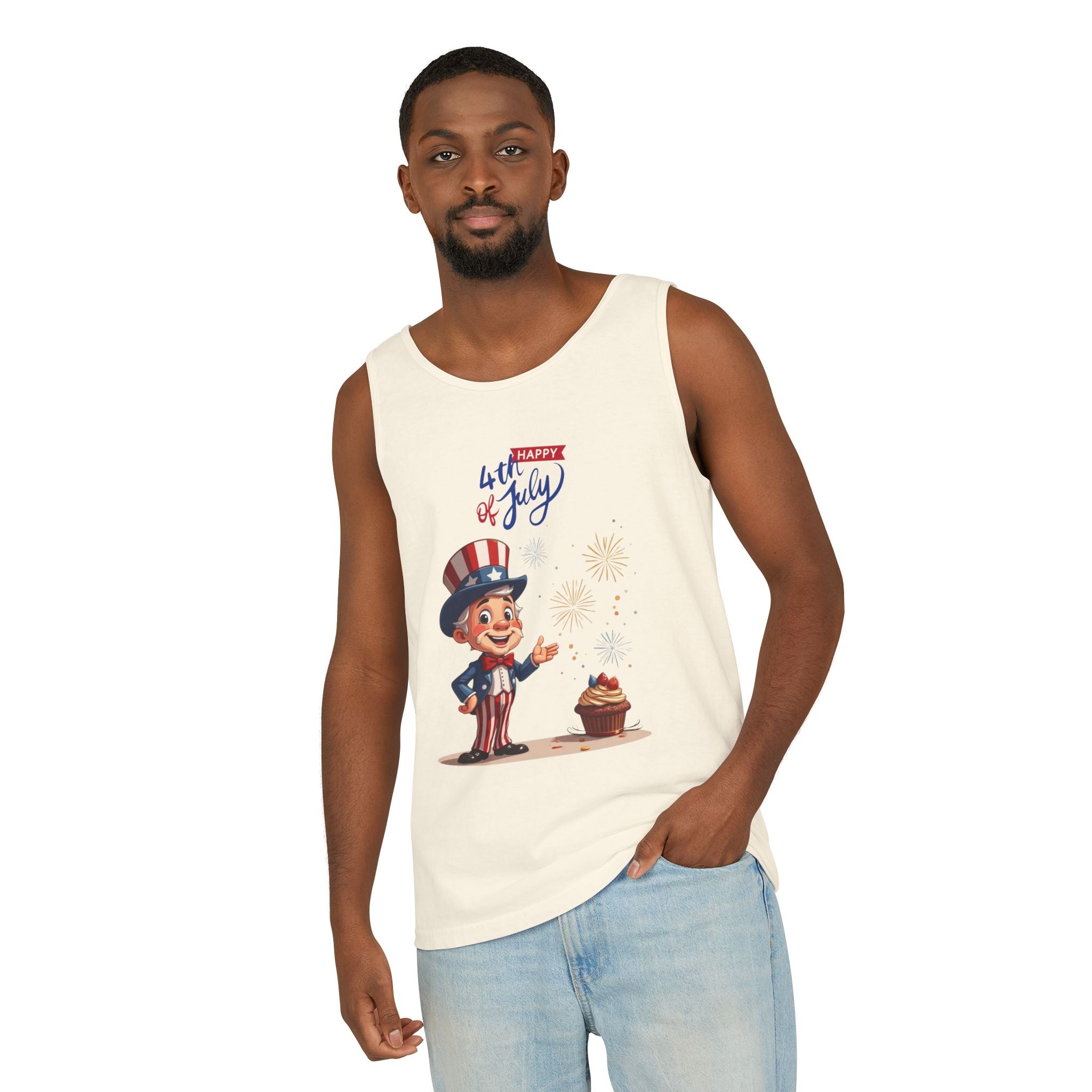 Uncle Sam Happy 4th of July Tank Top Unisex Sleeveless Shirt