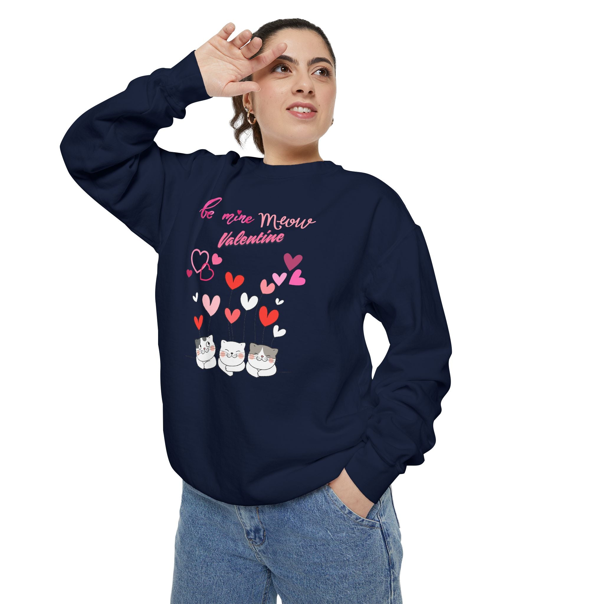 Meow Valentine's Day Unisex Garment-Dyed Sweatshirt