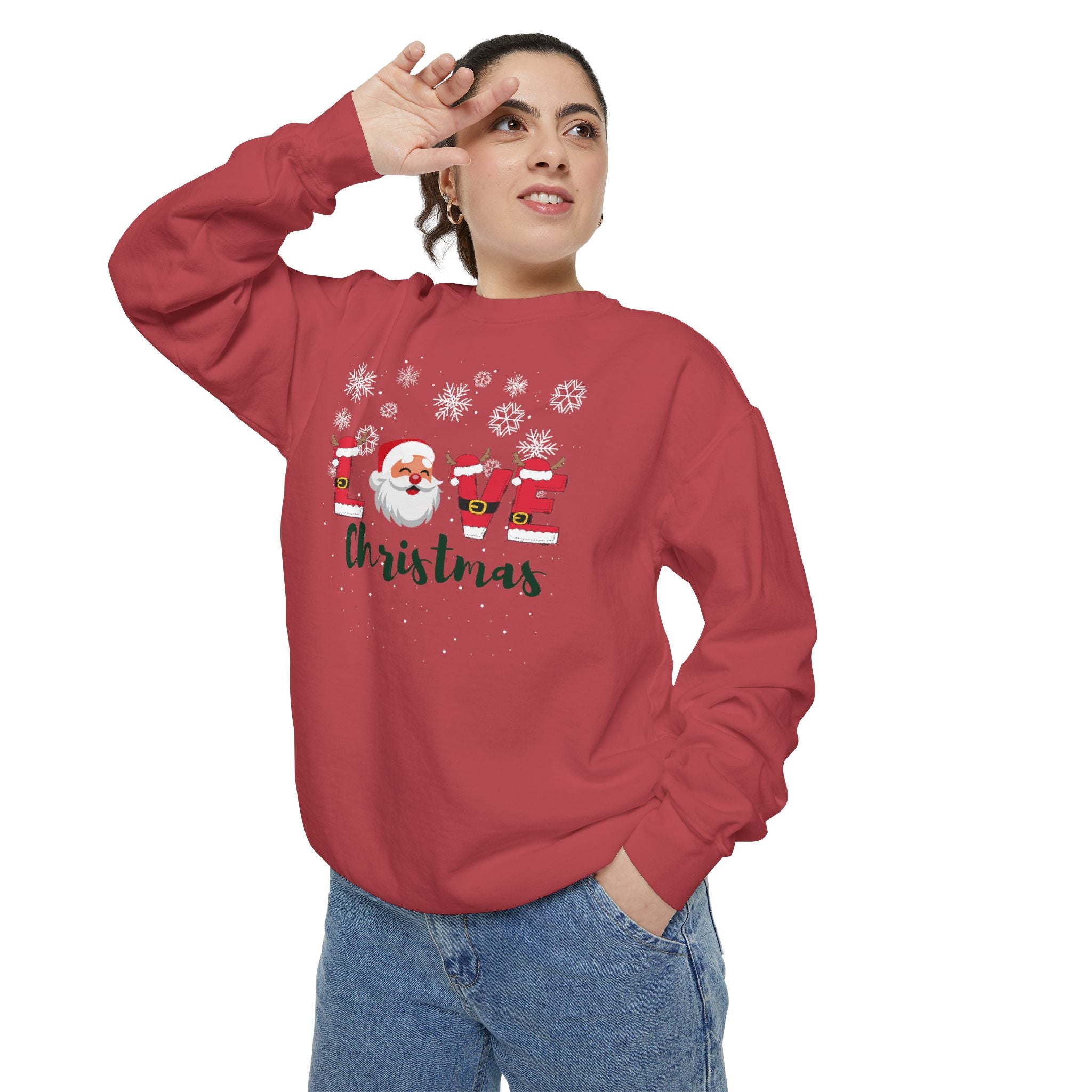 Santa Claus Loves Christmas Unisex Garment-Dyed Sweatshirt