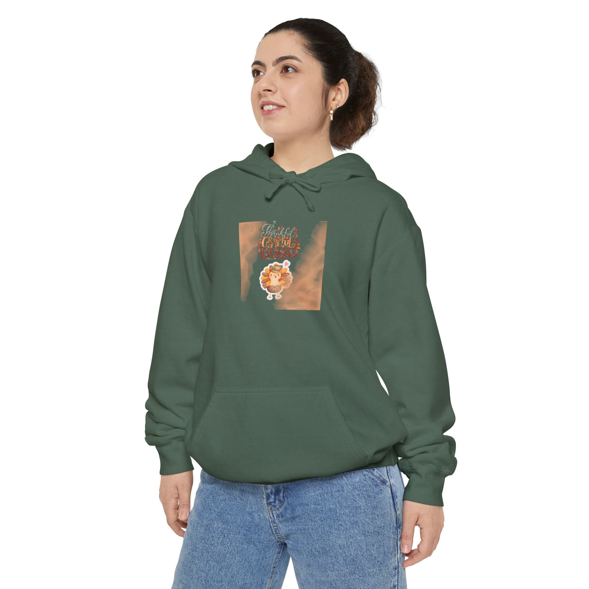 Thankful Grateful Blessed Unisex Garment-Dyed Hoodie