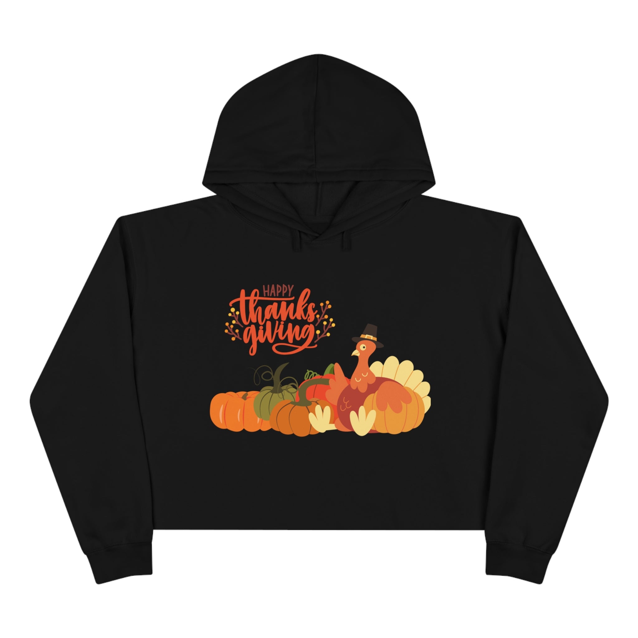 Happy Thanksgiving Turkey Crop Hoodie