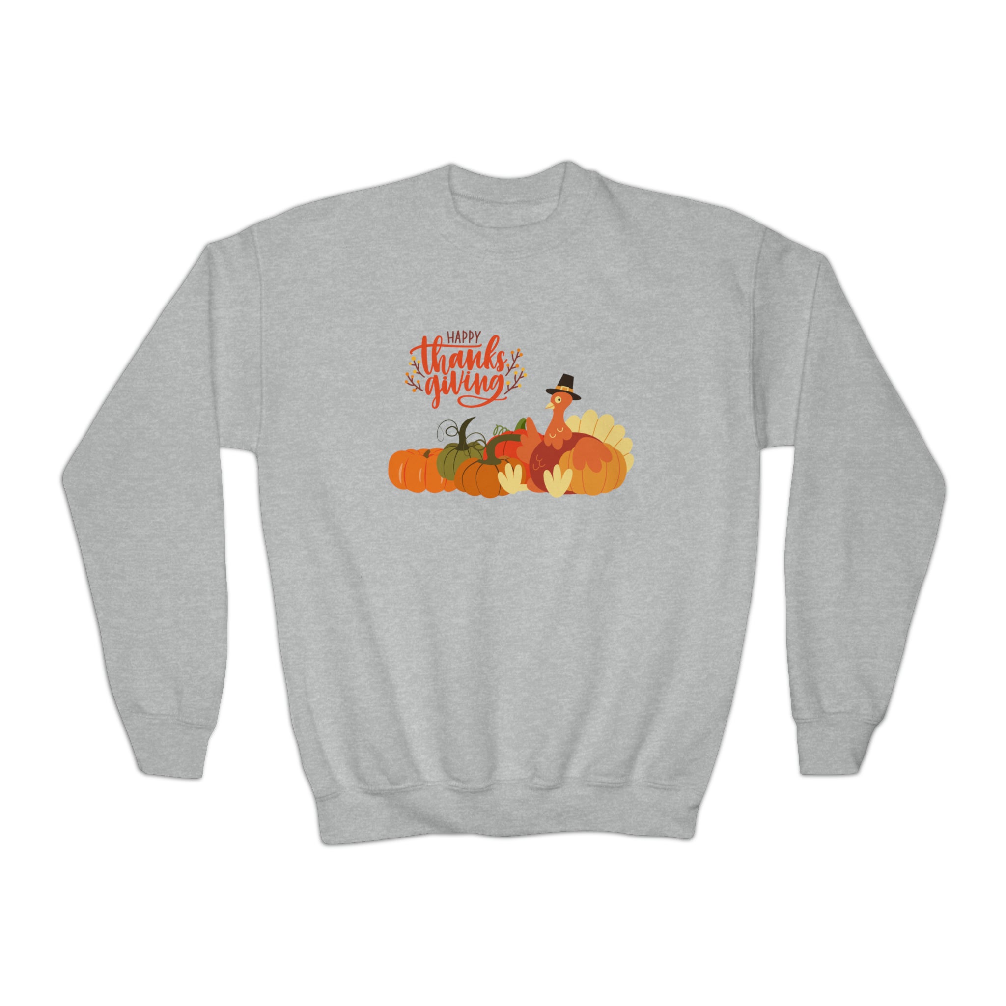Happy Thanksgiving Turkey Youth Crewneck Sweatshirt