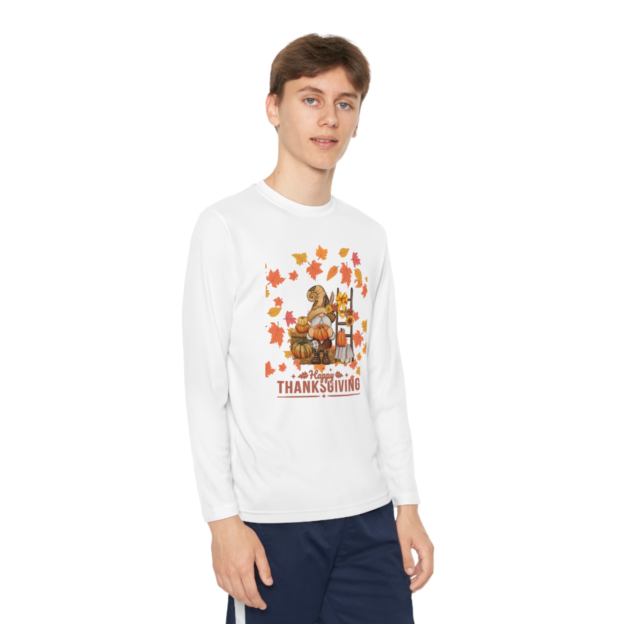 Gnome Happy Thanksgiving Youth Long Sleeve Competitor Tee