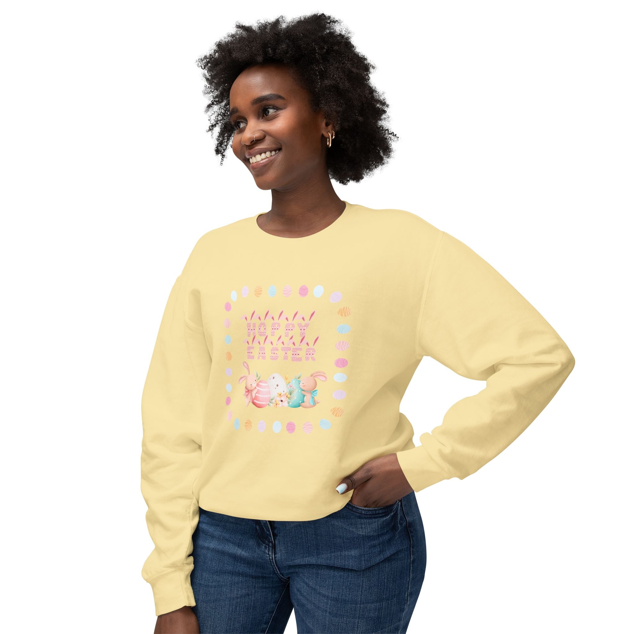 Hoppy Easter Unisex Lightweight Crewneck Sweatshirt