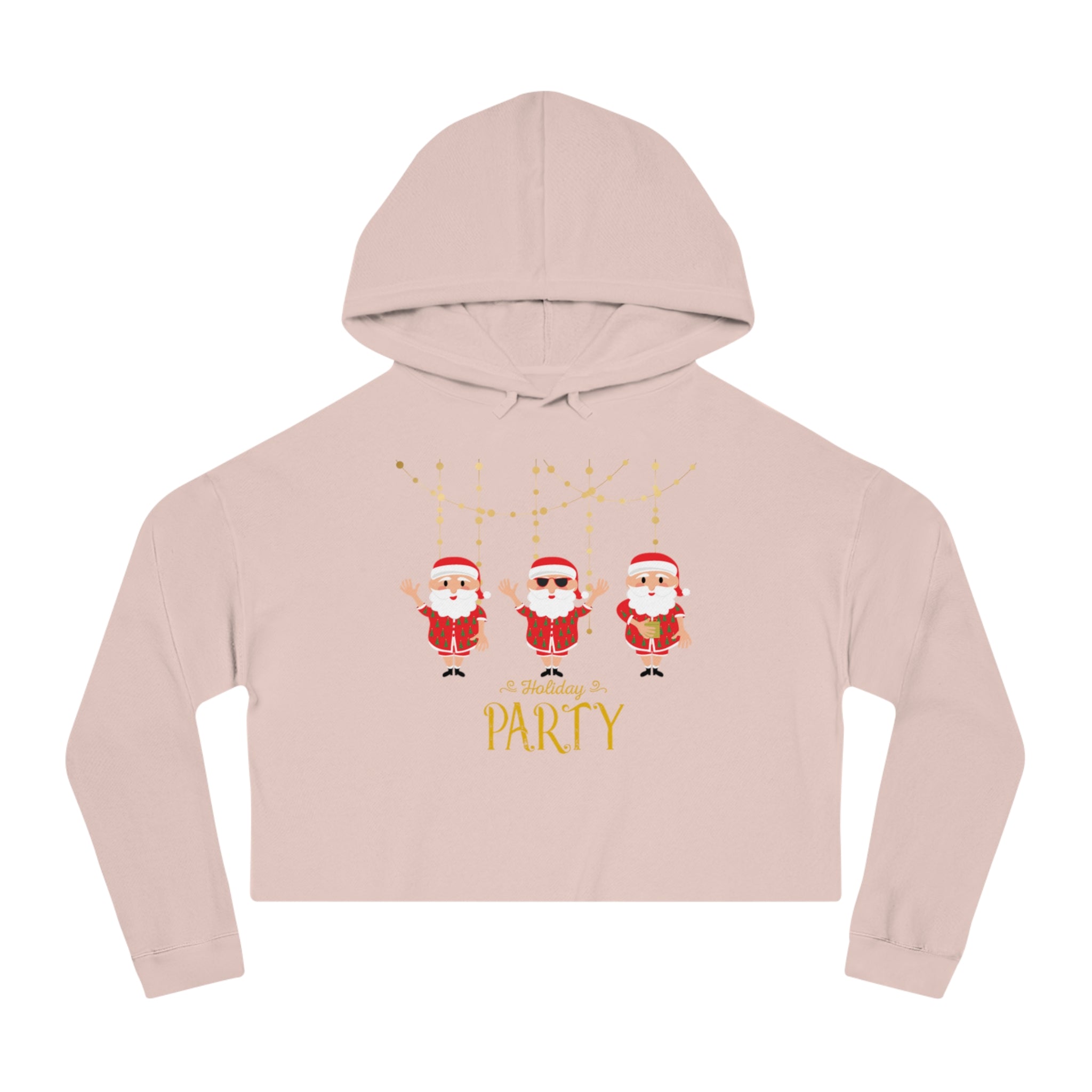 Santa's Holiday Party Women’s Cropped Hooded Sweatshirt