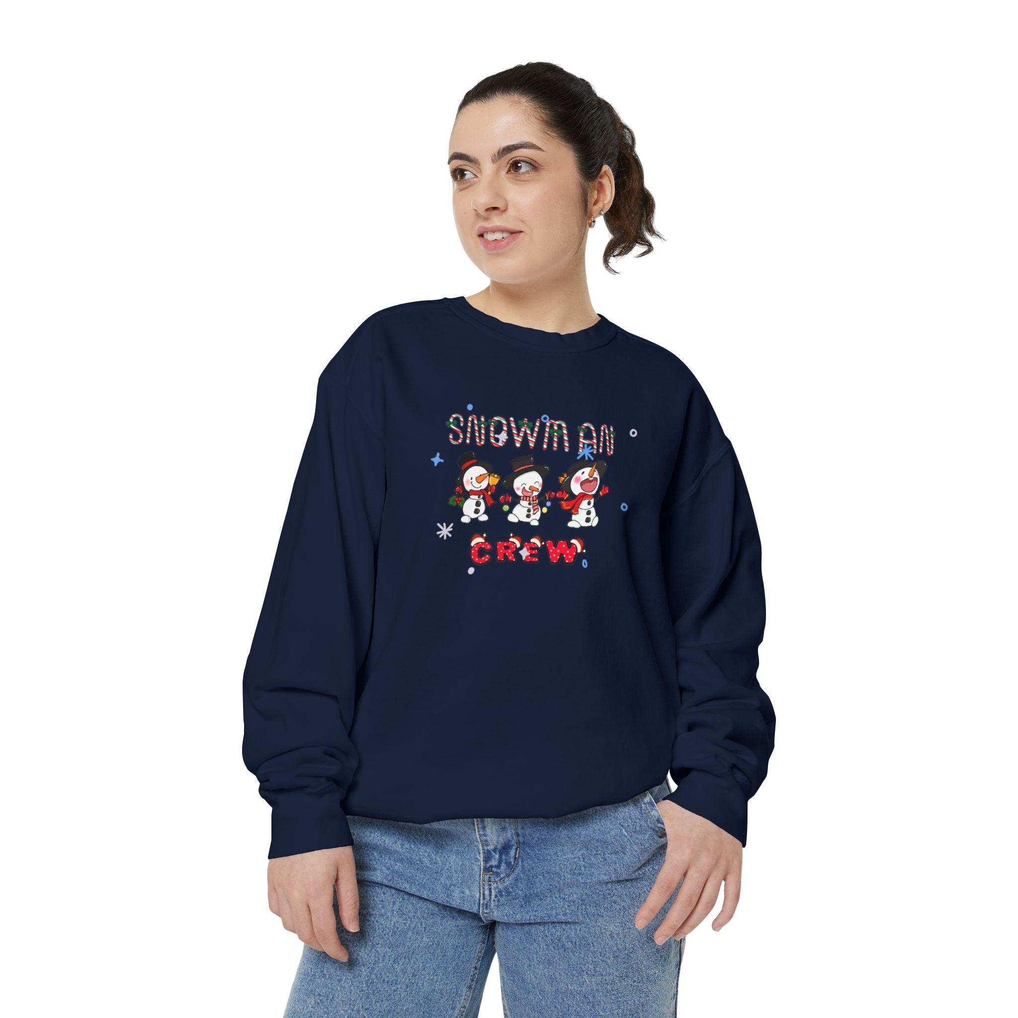 Snowman Crew Unisex Garment-Dyed Sweatshirt