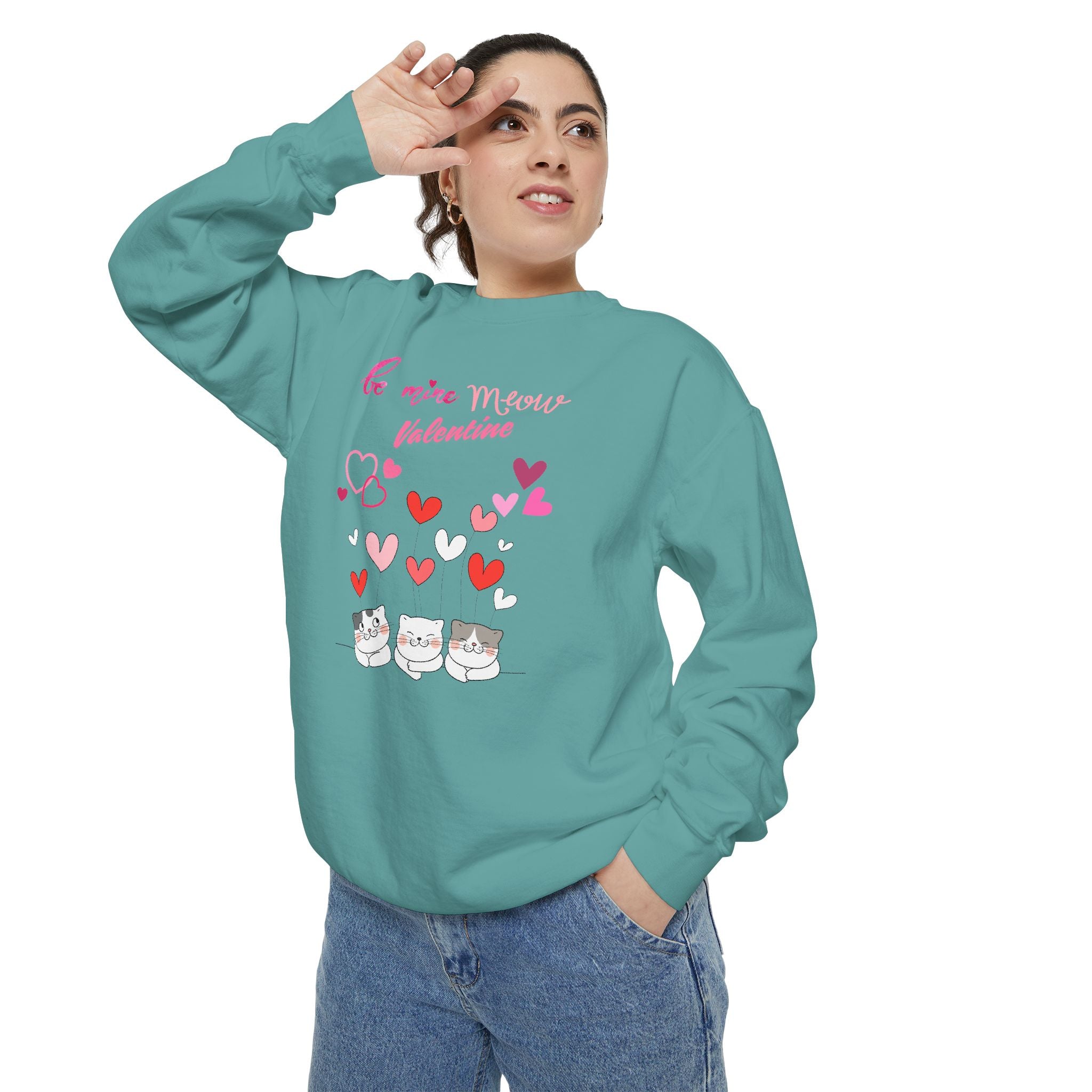 Meow Valentine's Day Unisex Garment-Dyed Sweatshirt