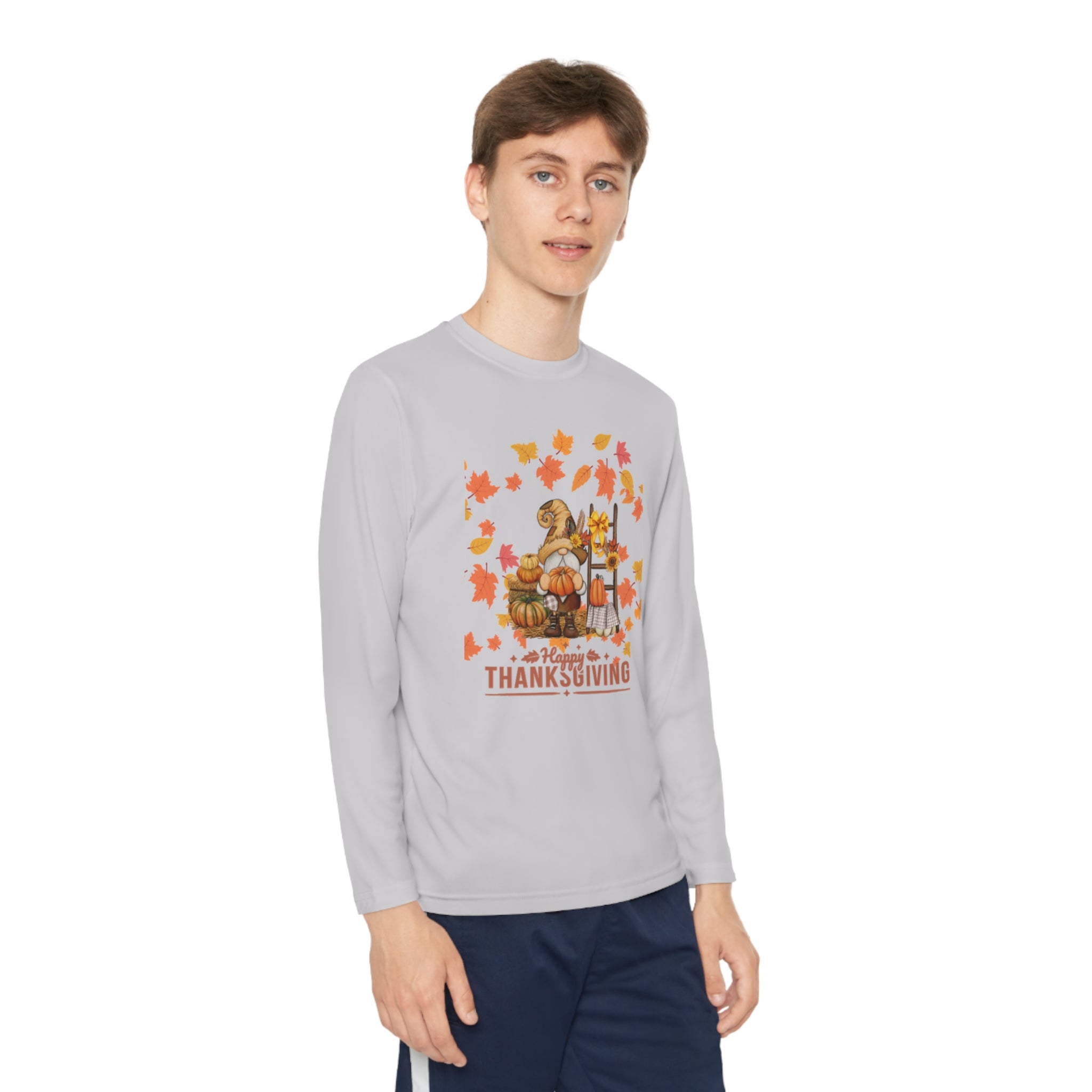 Gnome Happy Thanksgiving Youth Long Sleeve Competitor Tee
