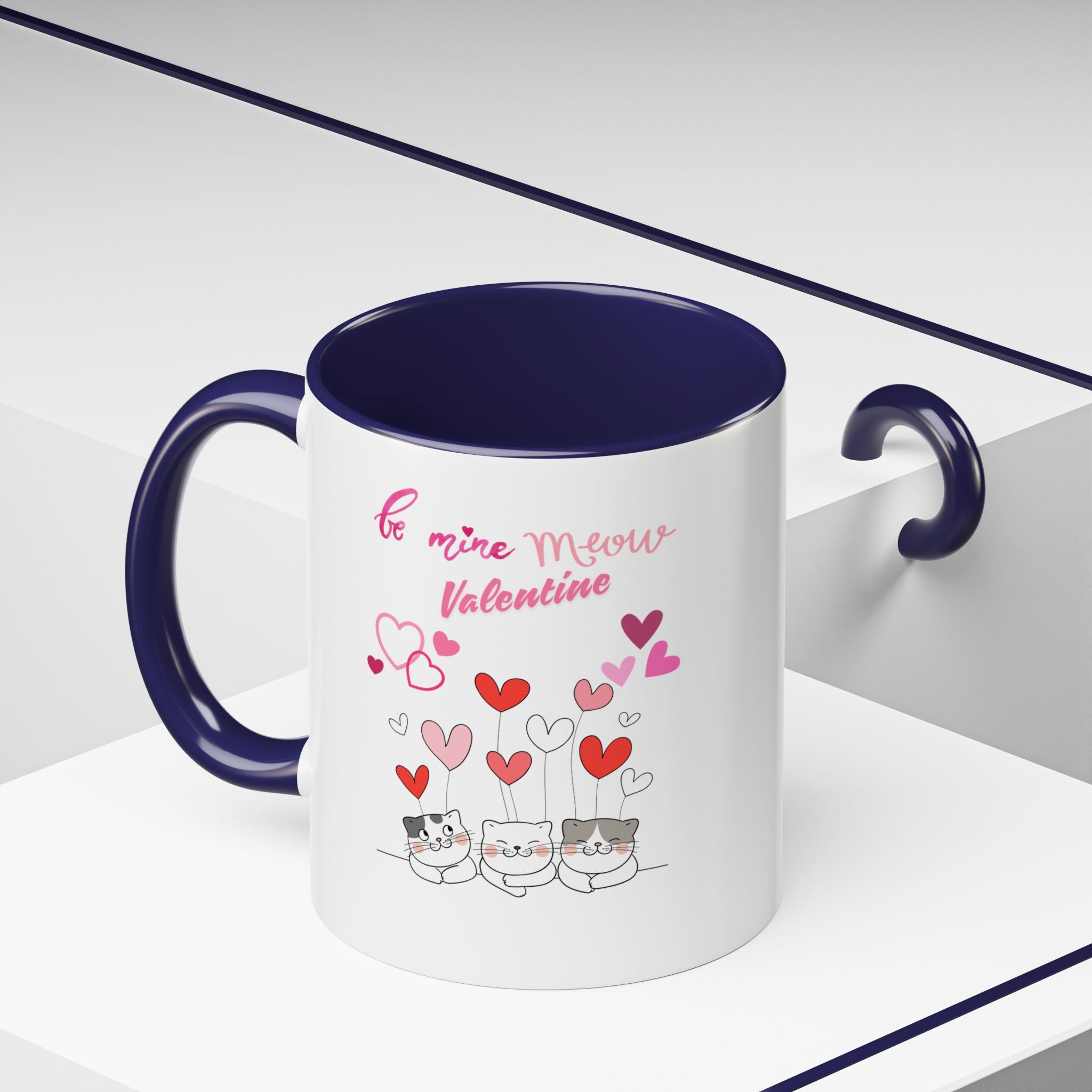 Meow Valentine's Day Accent Coffee Mug (11, 15oz)