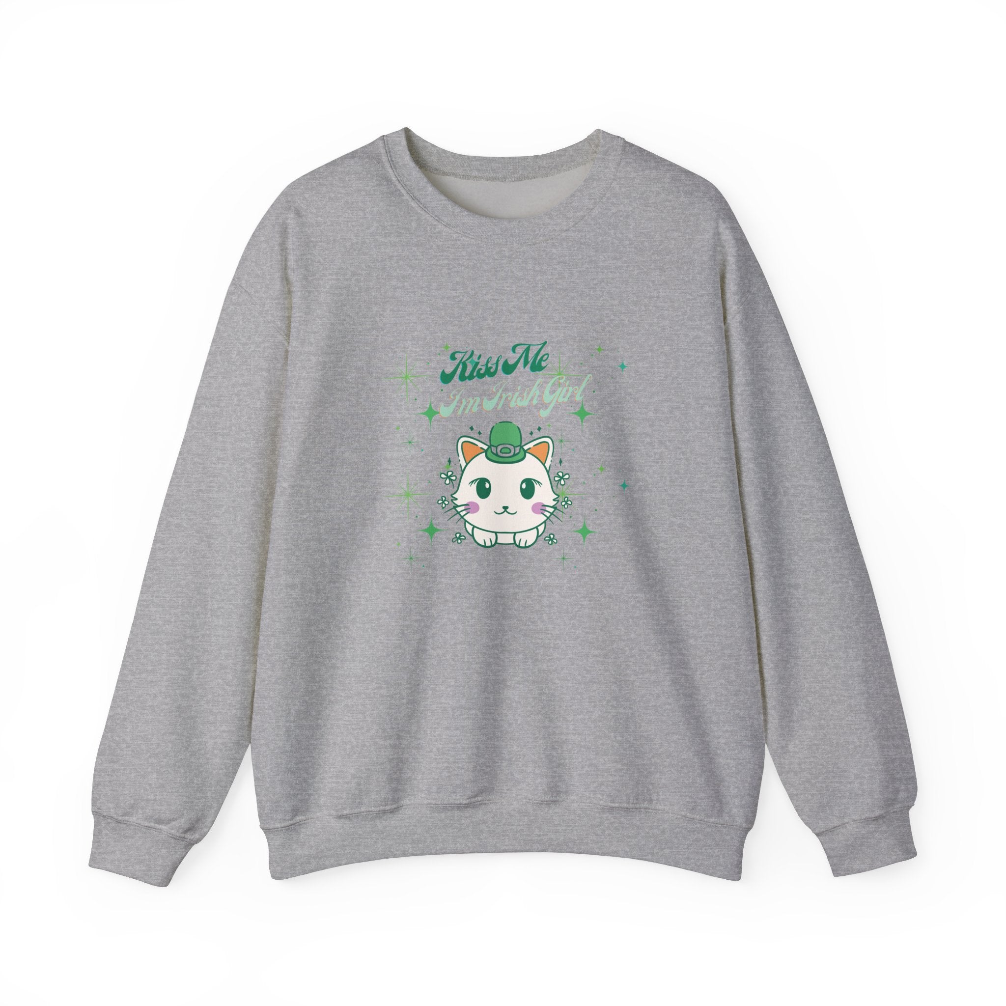Kiss Me I'm Irish Cat Crewneck Sweatshirt - Unisex Heavy Blend™