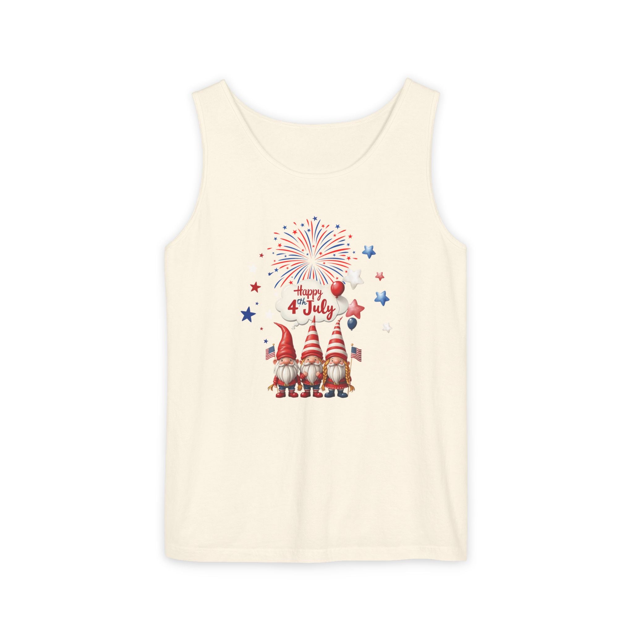 Gnome 4th of July Unisex Tank Top, Festive Holiday Apparel, Casual Independence Day Wear