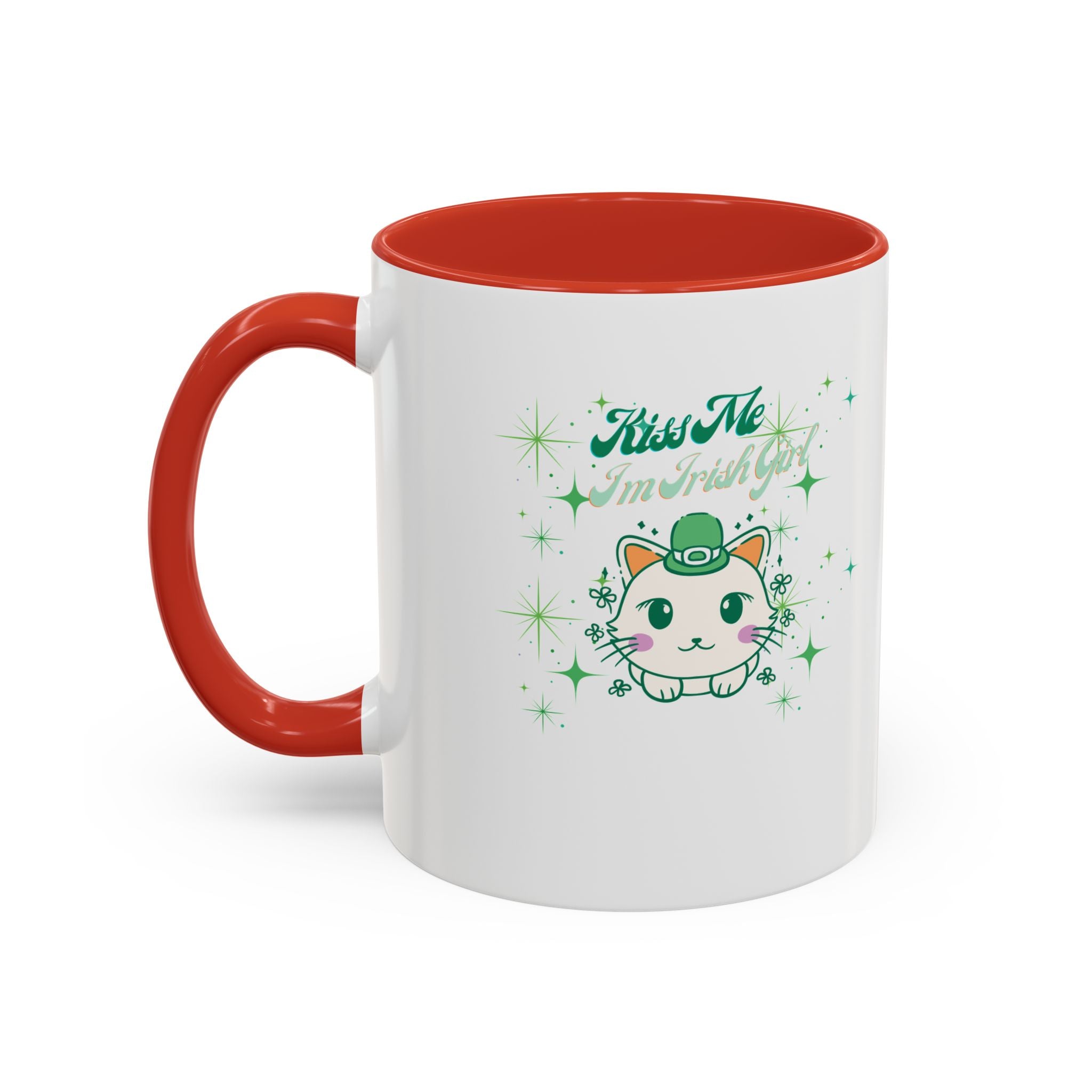 Kiss Me I'm Irish Cat  Accent Mug