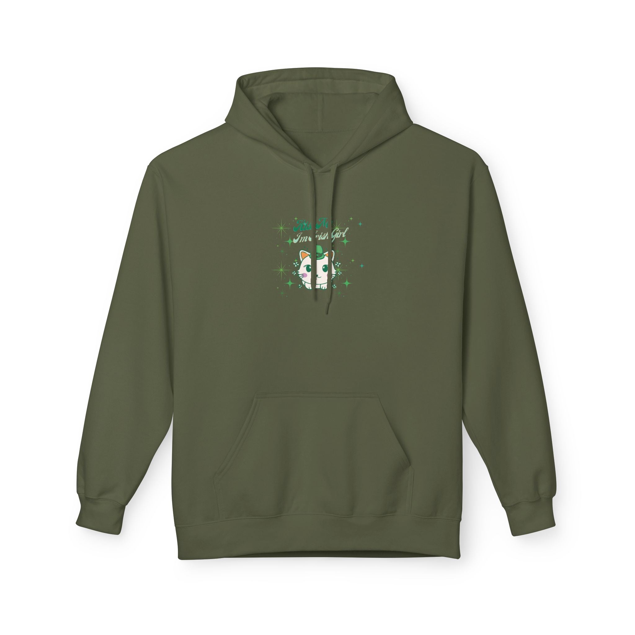 Kiss Me I'm Irish Cat Unisex Fleece Hoodie