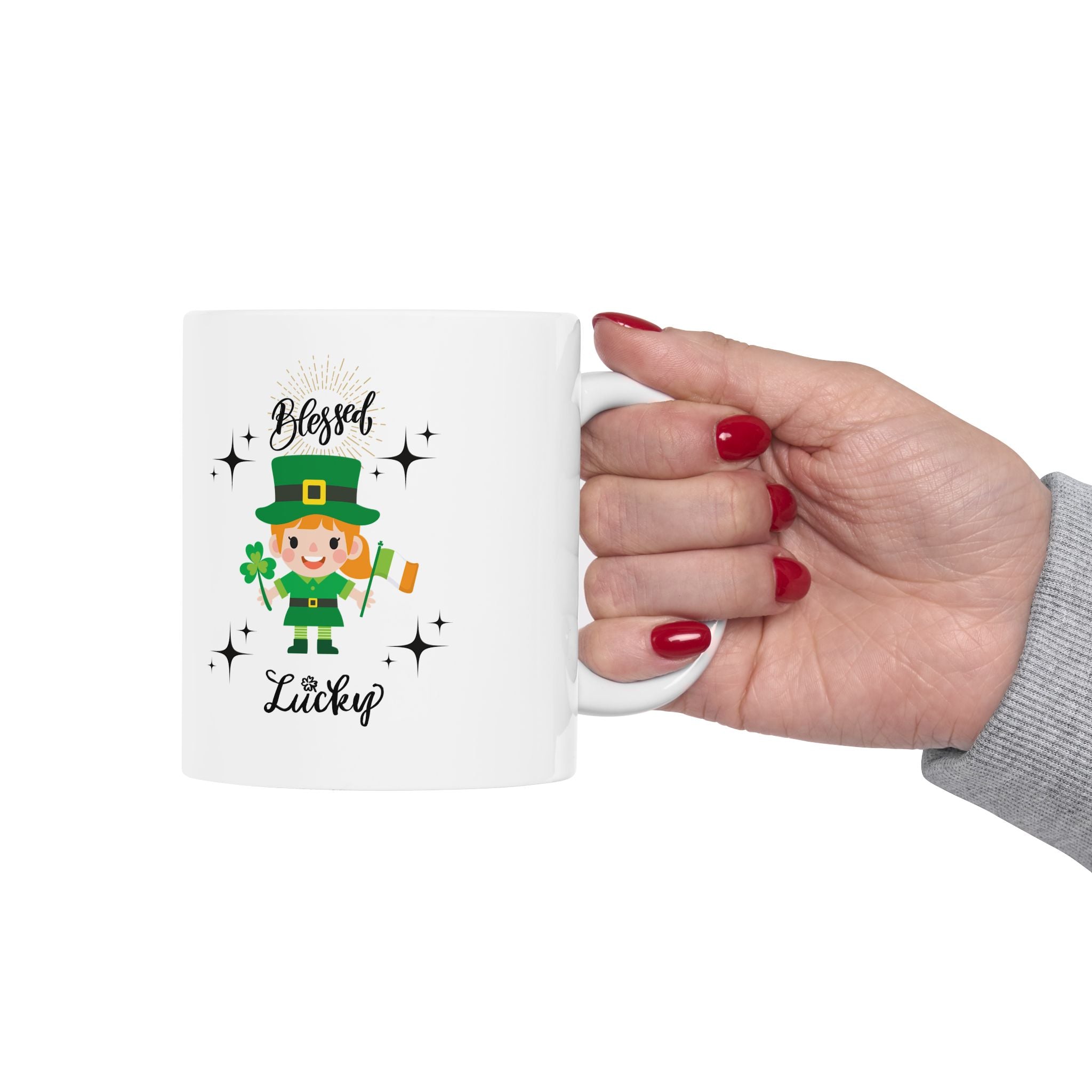 Blessed & Lucky Ceramic Mug | 11oz & 15oz | Perfect for Lucky Celebrations