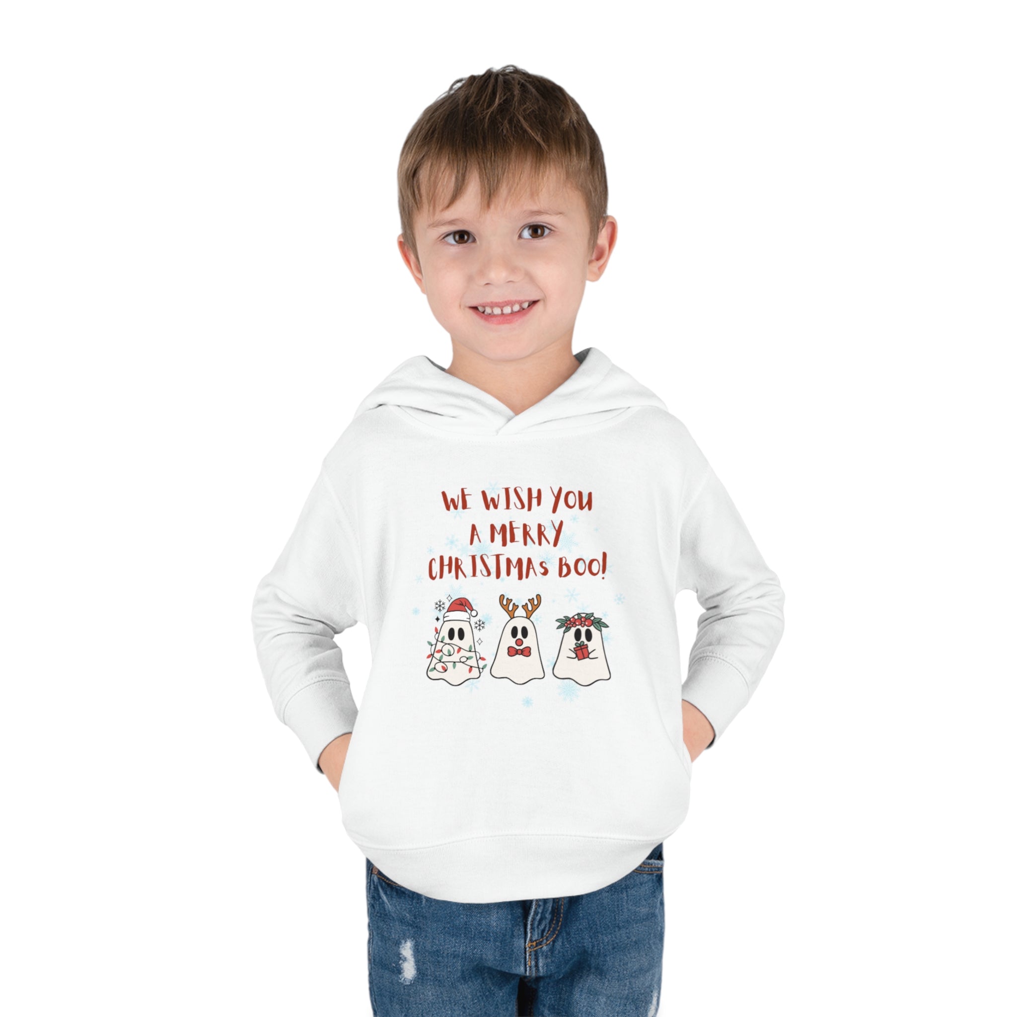 We Wish You A Merry Christmas Boo Toddler Pullover Fleece Hoodie