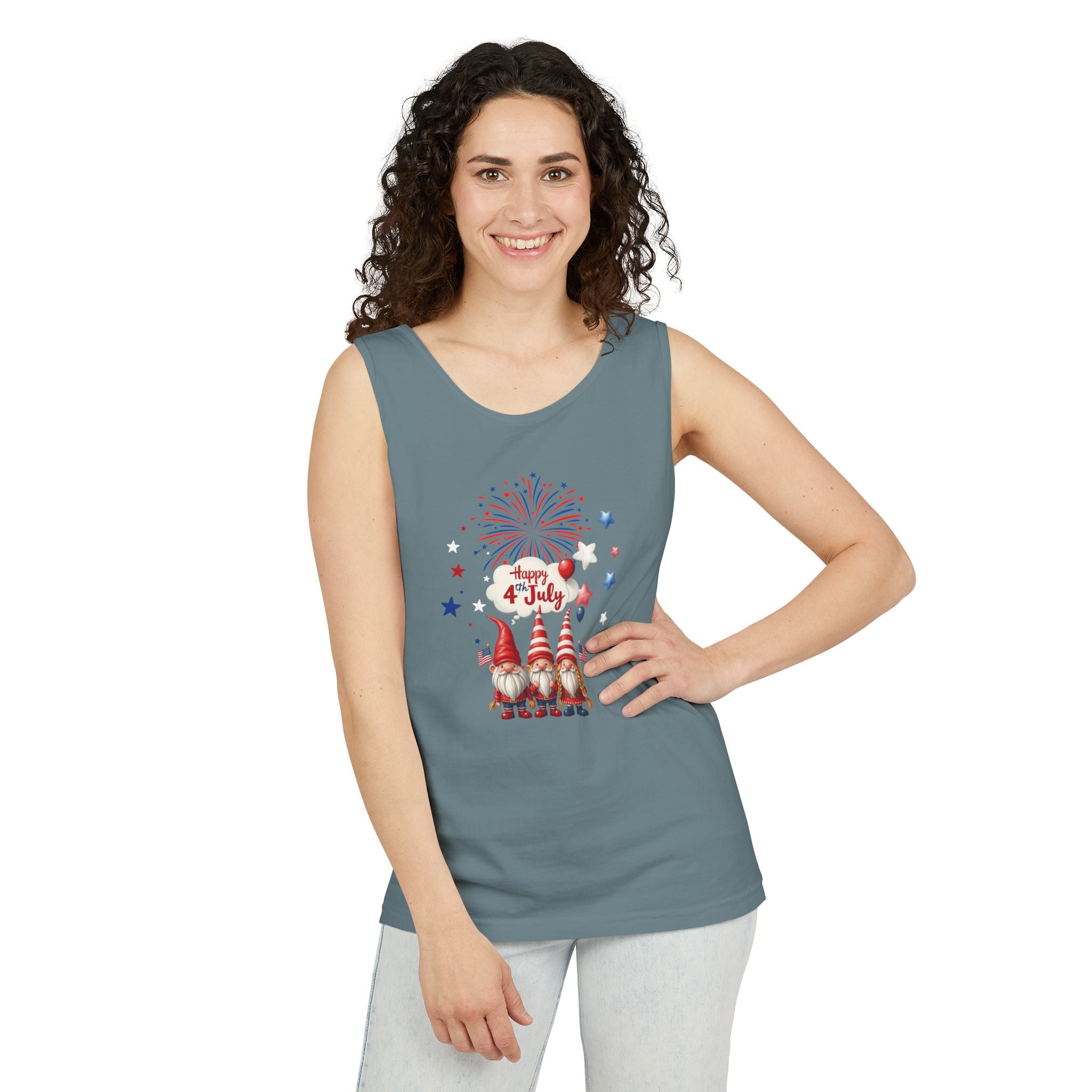 Gnome 4th of July Unisex Tank Top, Festive Holiday Apparel, Casual Independence Day Wear