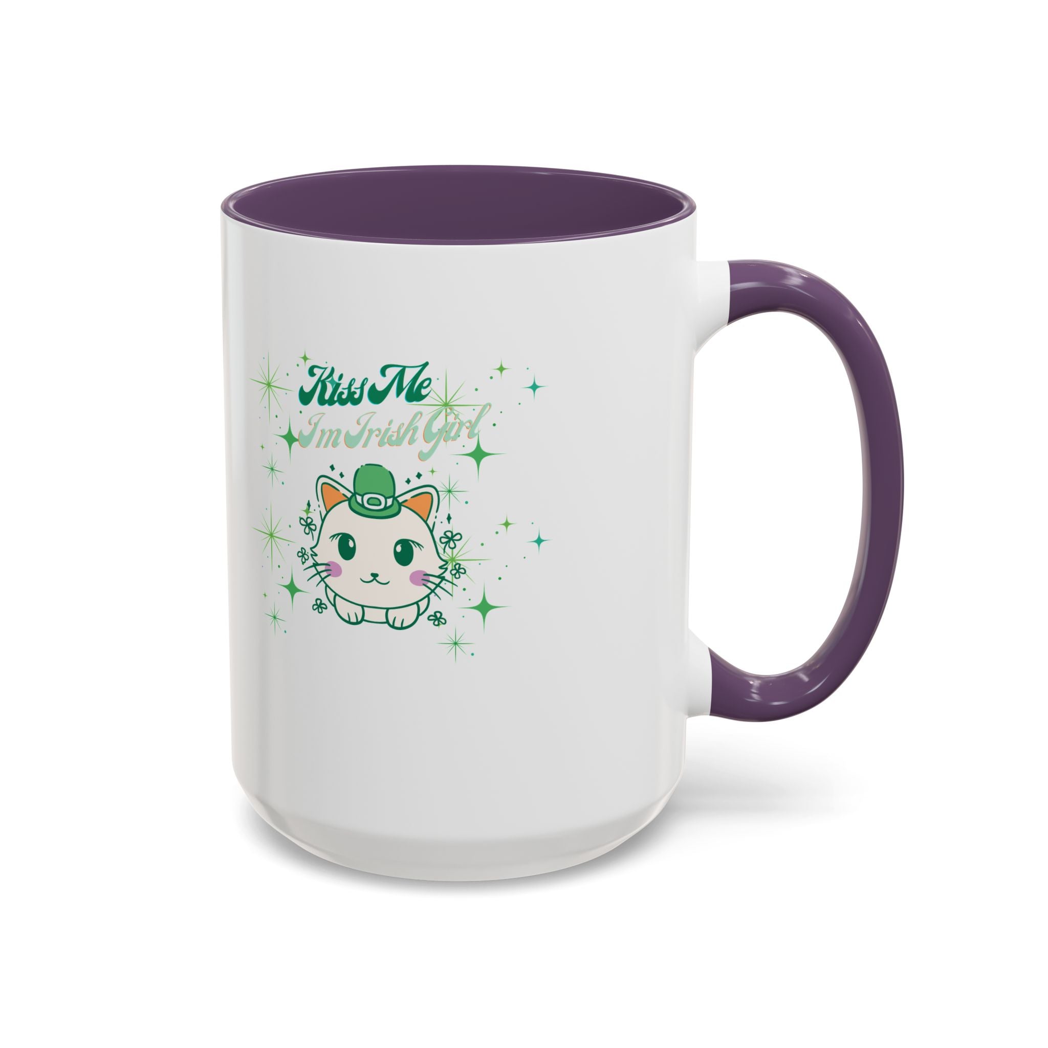 Kiss Me I'm Irish Cat  Accent Mug