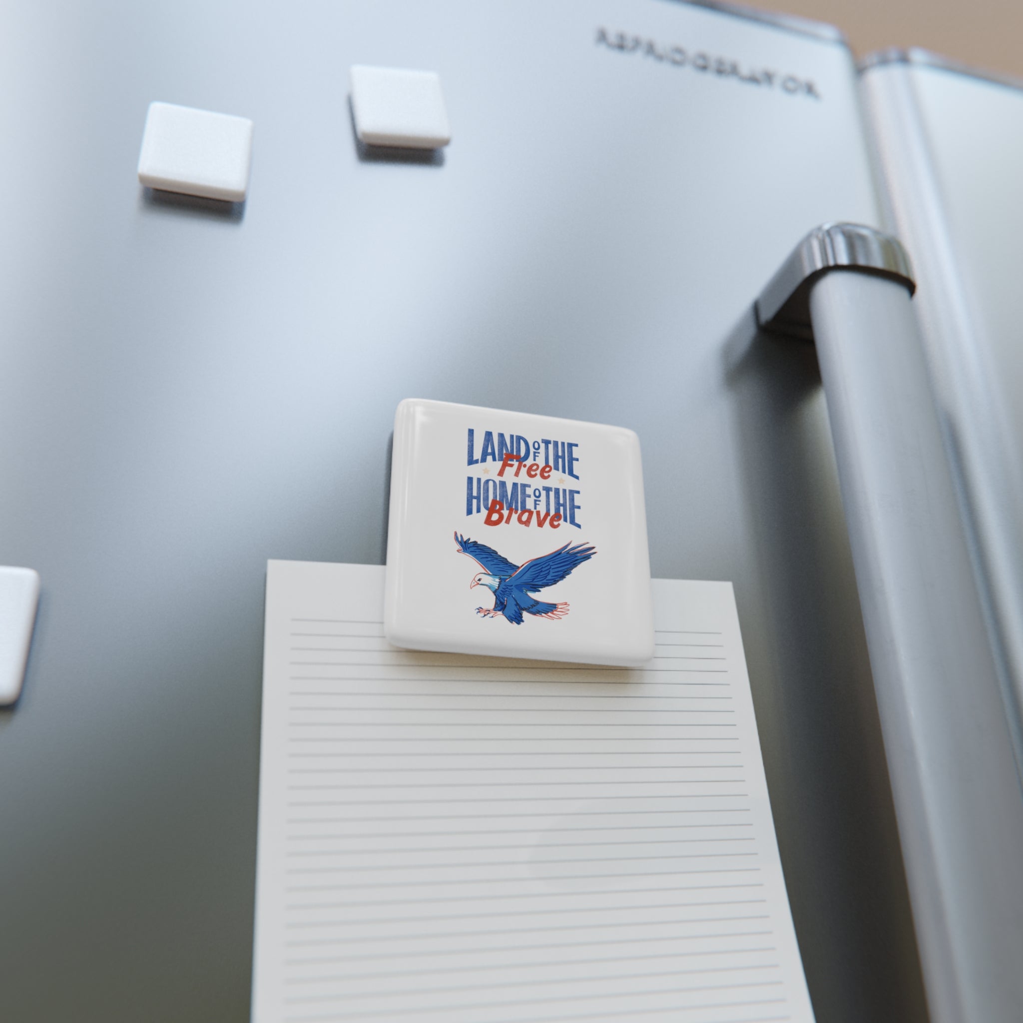 Land Of The Free Home Of The Brave Porcelain Magnet, Square