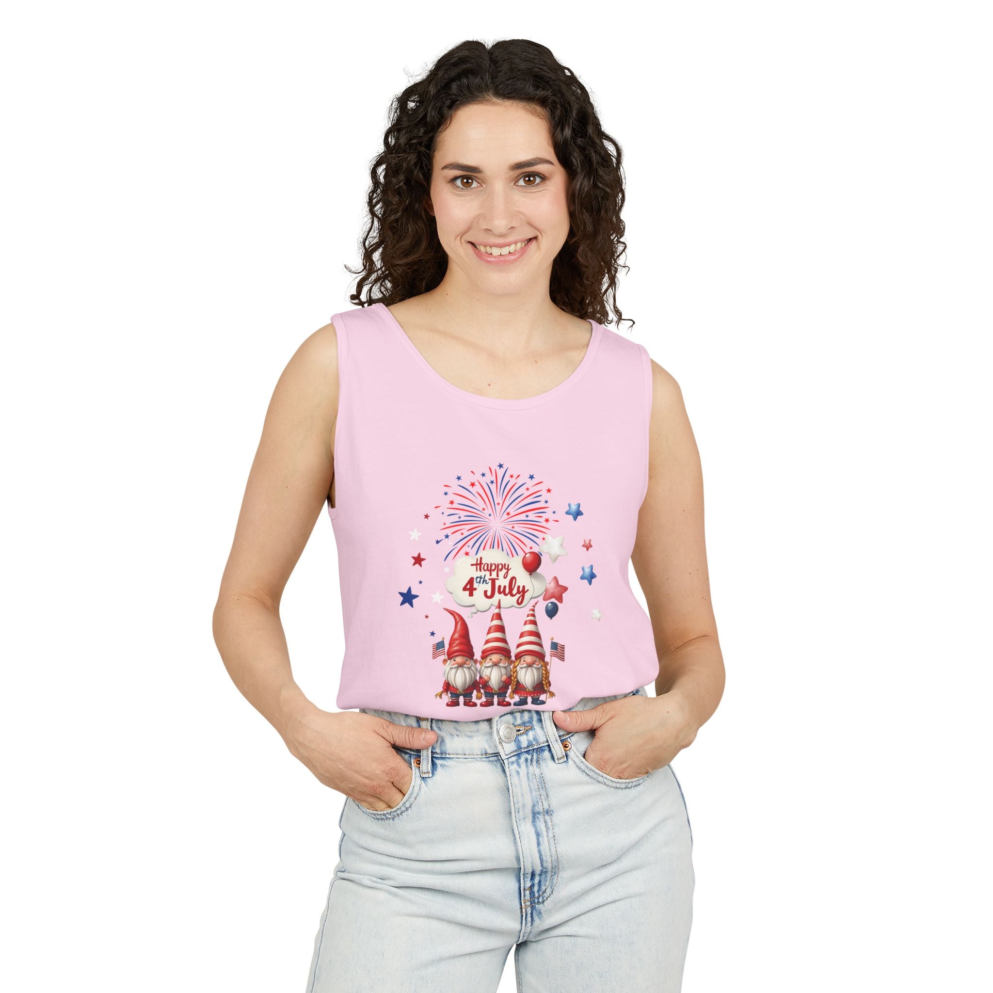 Gnome 4th of July Unisex Tank Top, Festive Holiday Apparel, Casual Independence Day Wear