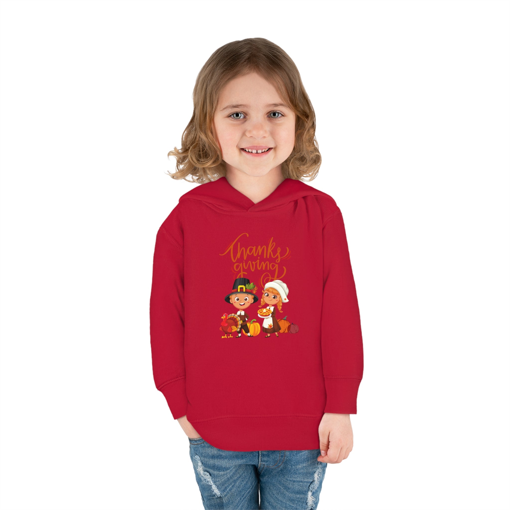 Happy Thanksgiving Toddler Pullover Fleece Hoodie