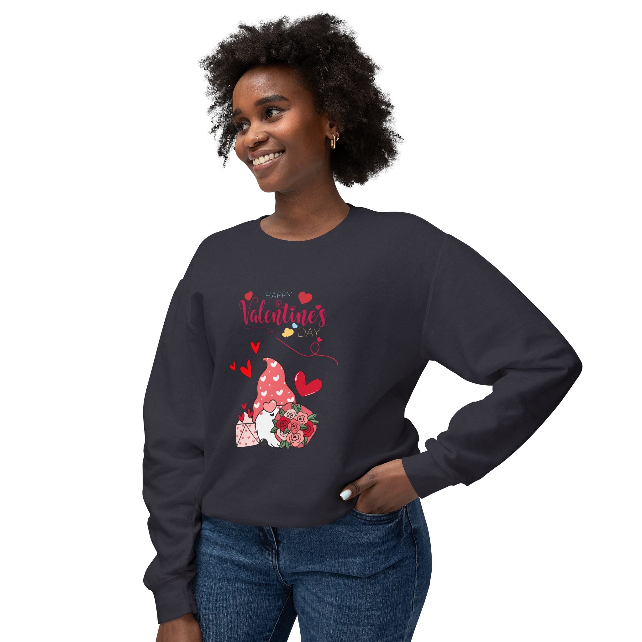 Gnome Valentine's Day Unisex Lightweight Crewneck Sweatshirt