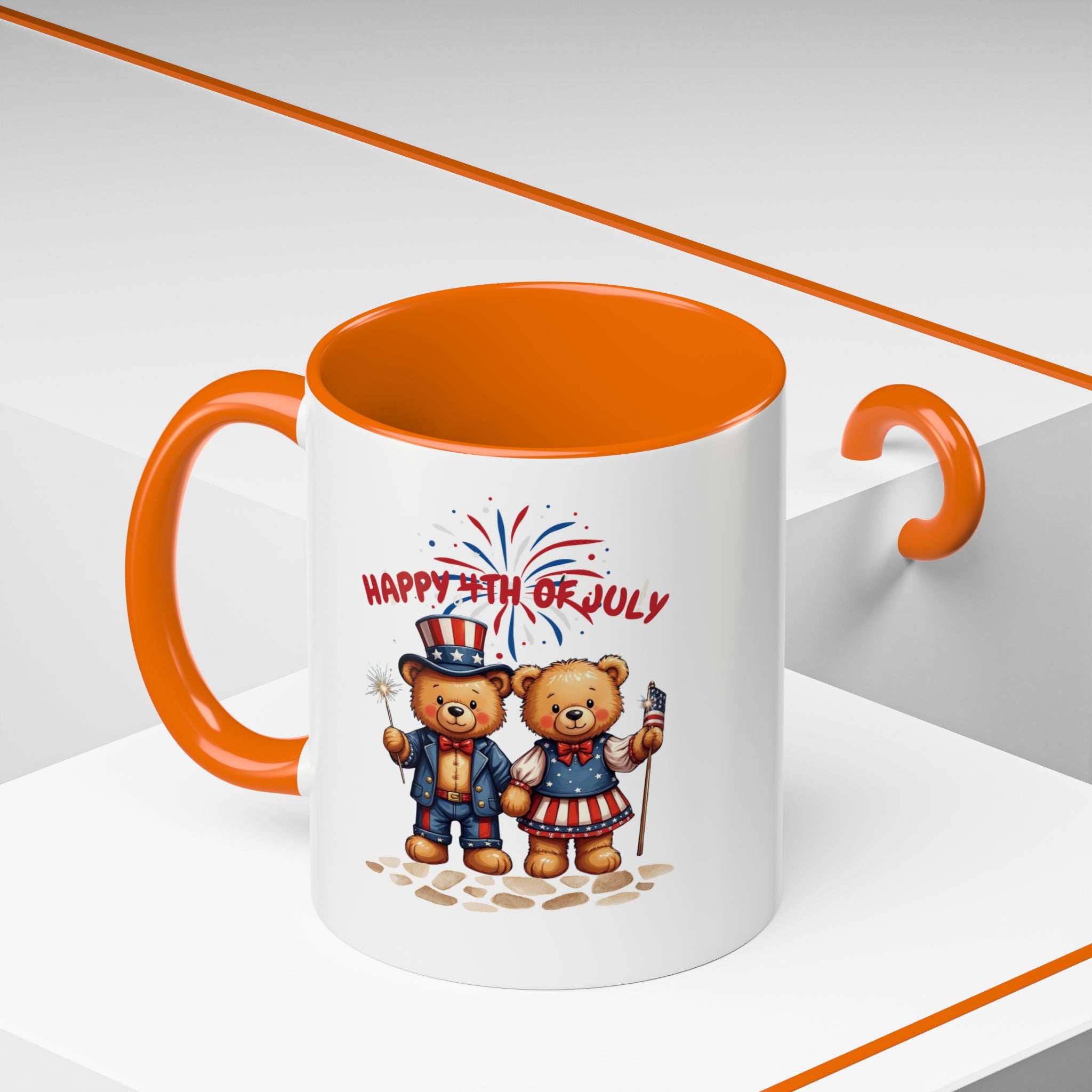 Happy 4th of July Teddy Bear Couple Coffee Mug