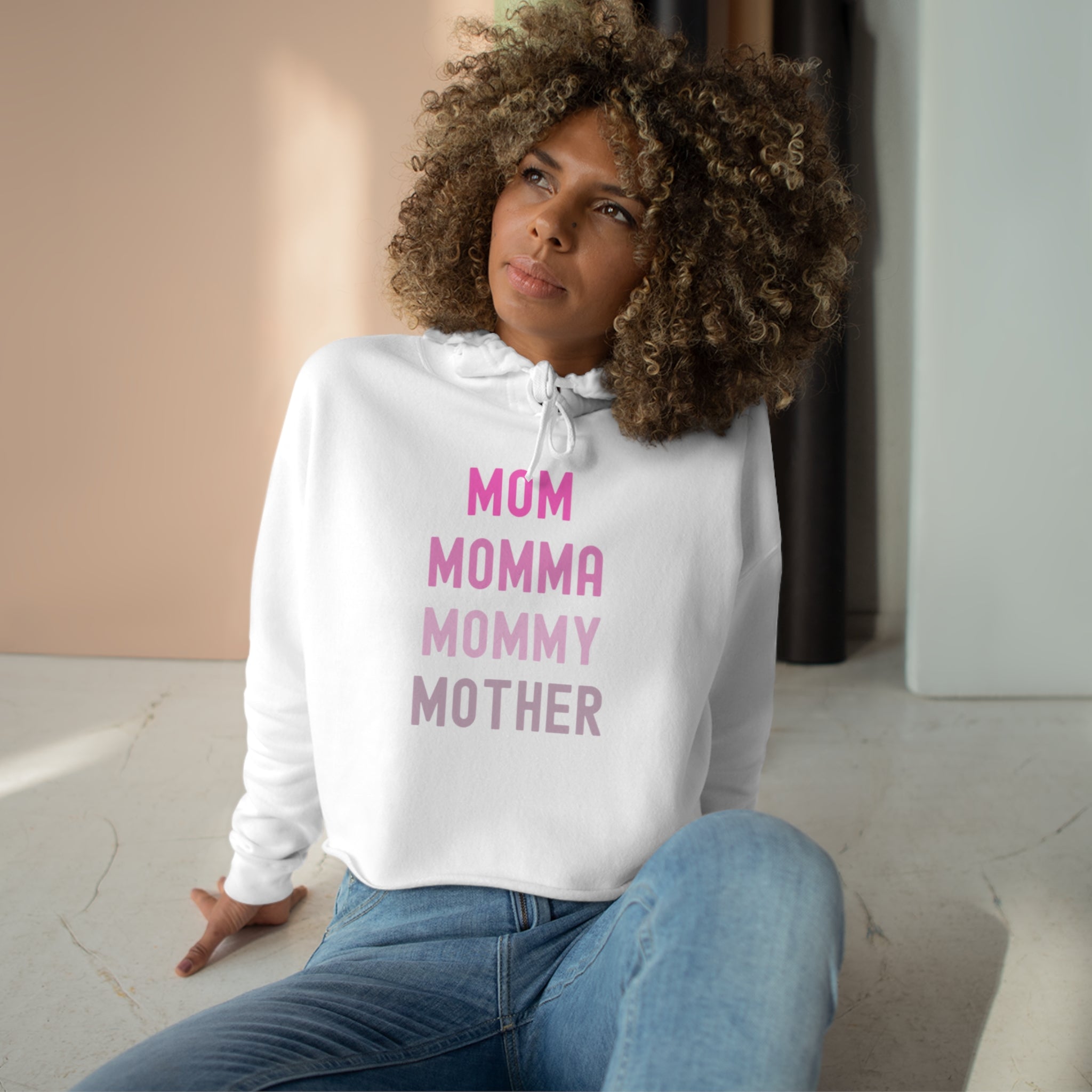 Mom Momma Mommy Mother Crop Hoodie