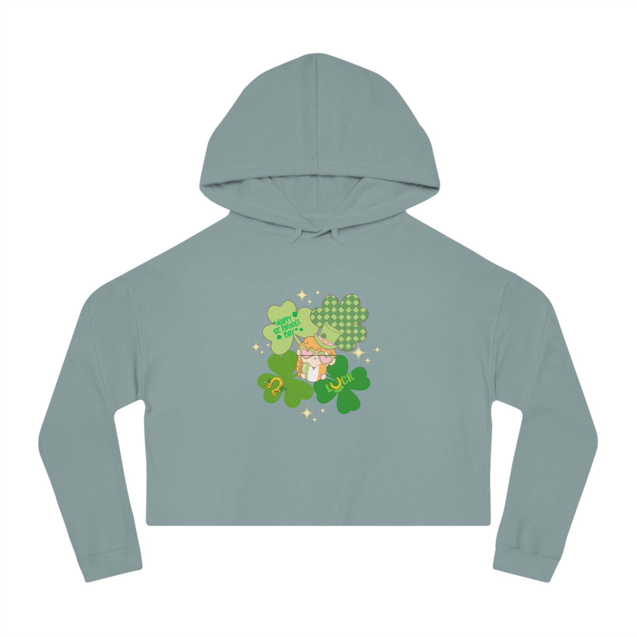 Retro St.Paddy's Day Women’s Cropped Hooded Sweatshirt