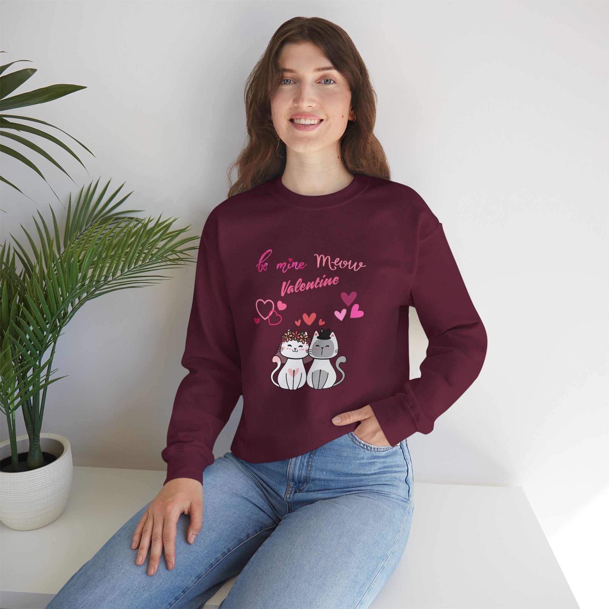 Meow Valentine's Day Unisex Heavy Blend™ Crewneck Sweatshirt