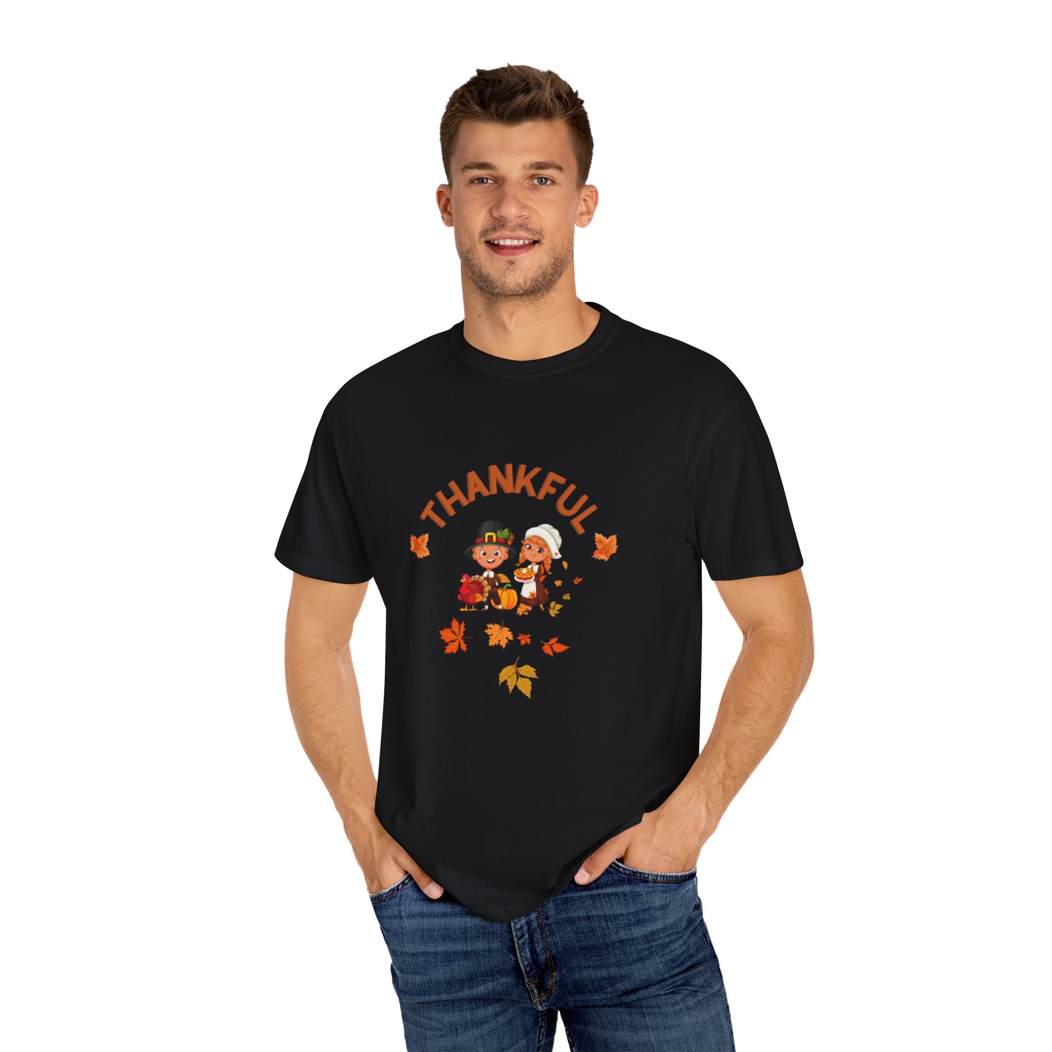 Pilgrims Turkey Day Unisex Garment-Dyed T-shirt