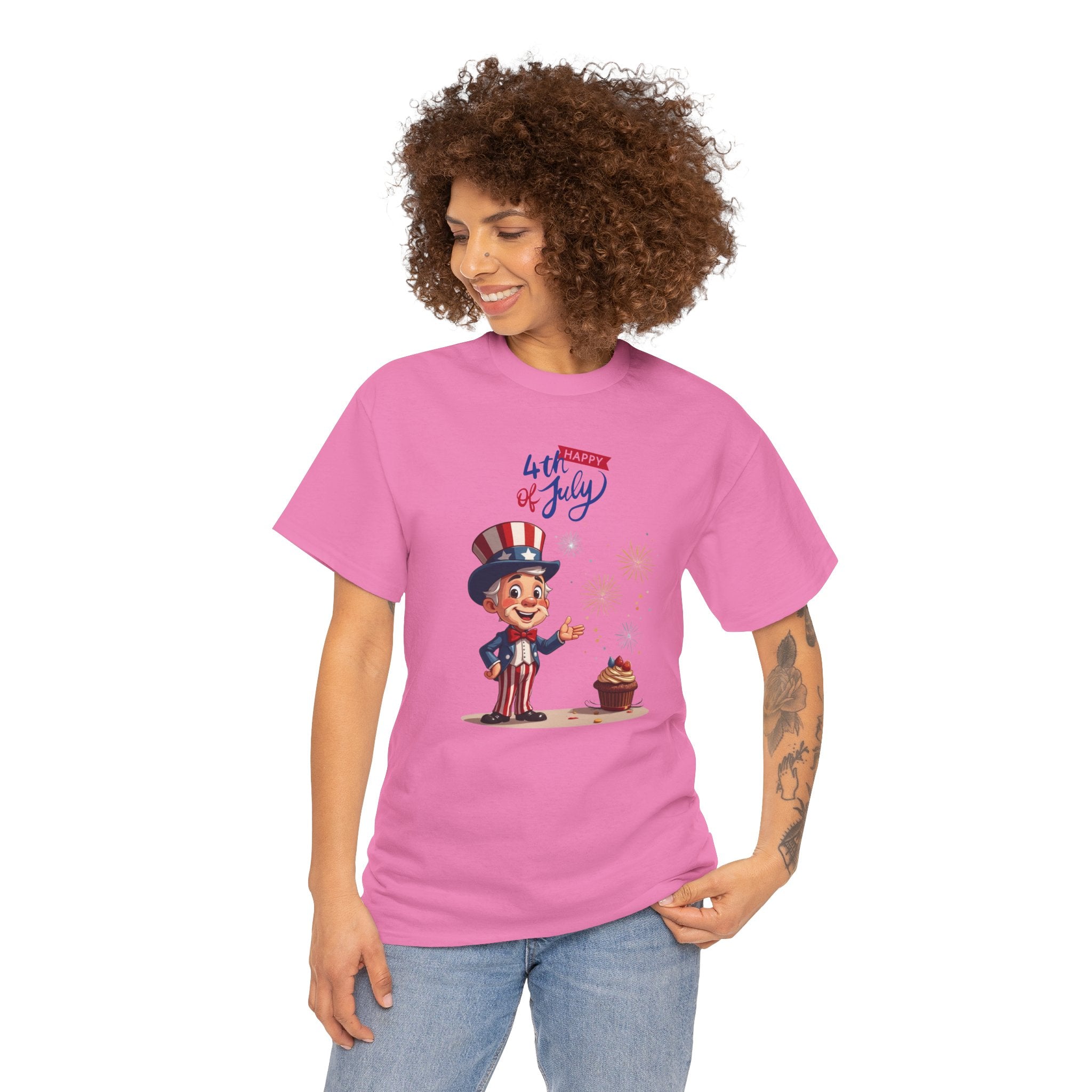 Uncle Sam Tee Happy of July, Unisex Heavy Cotton Shirt