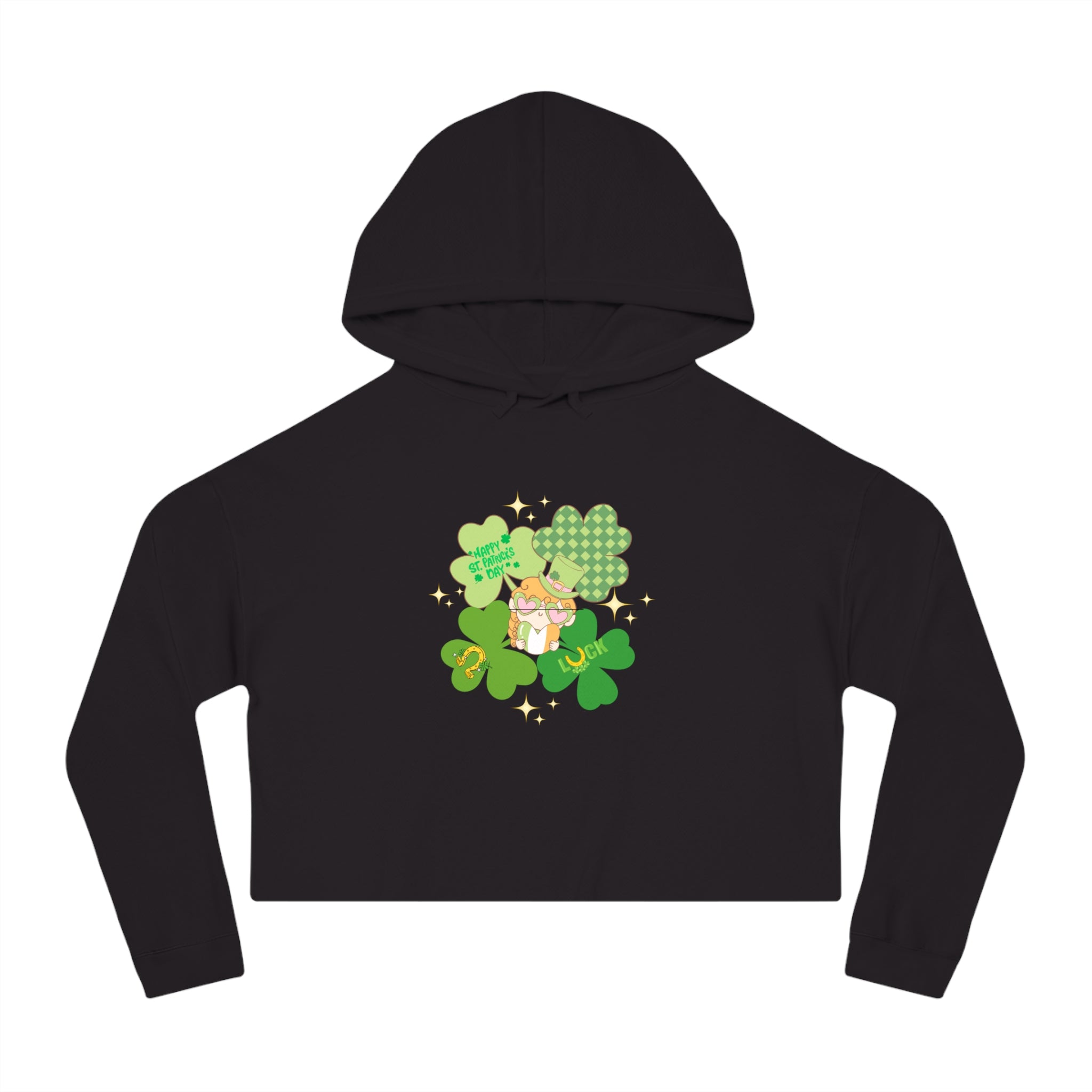 Retro St.Paddy's Day Women’s Cropped Hooded Sweatshirt