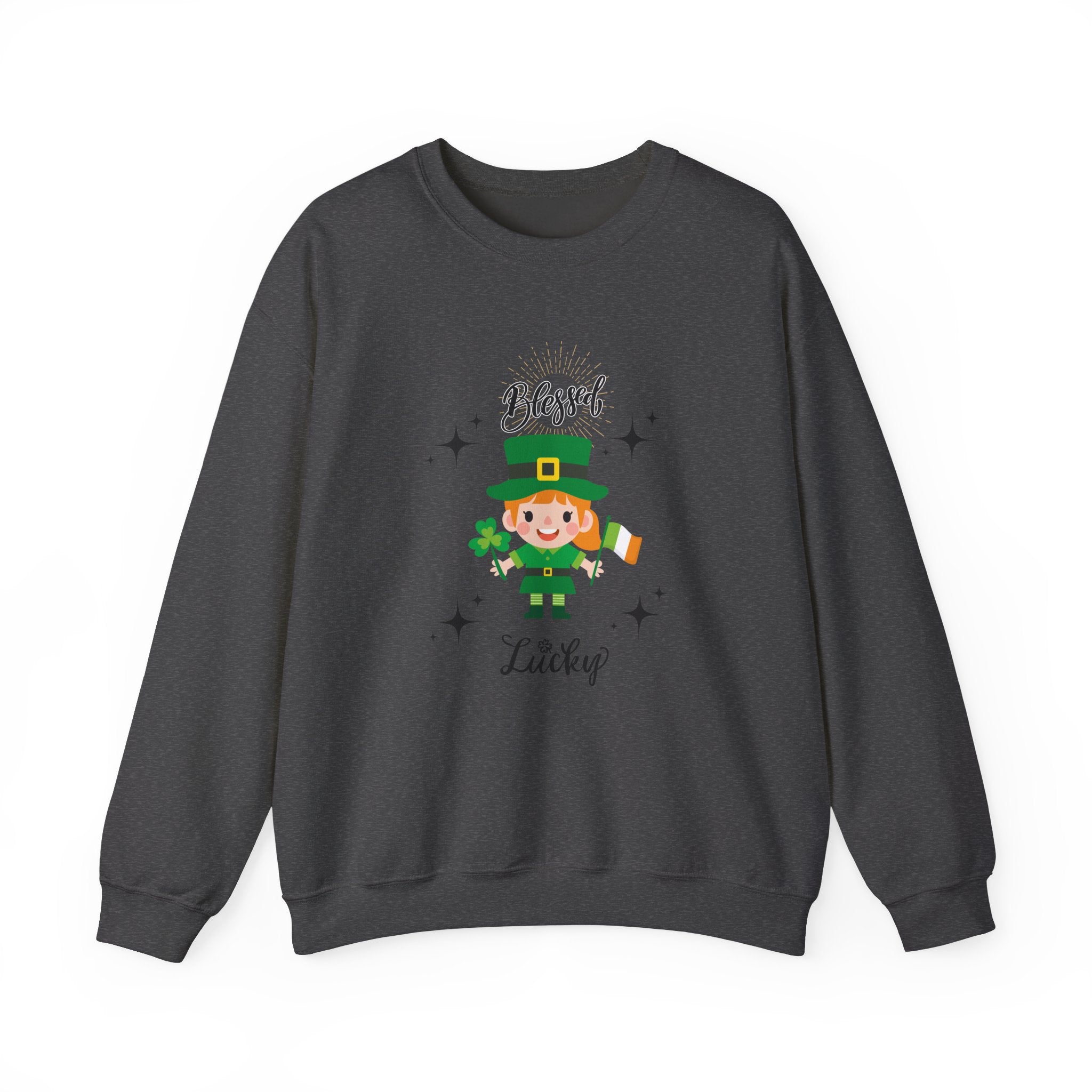 Blessed & Lucky Unisex Crewneck Sweatshirt for St. Patrick's Day