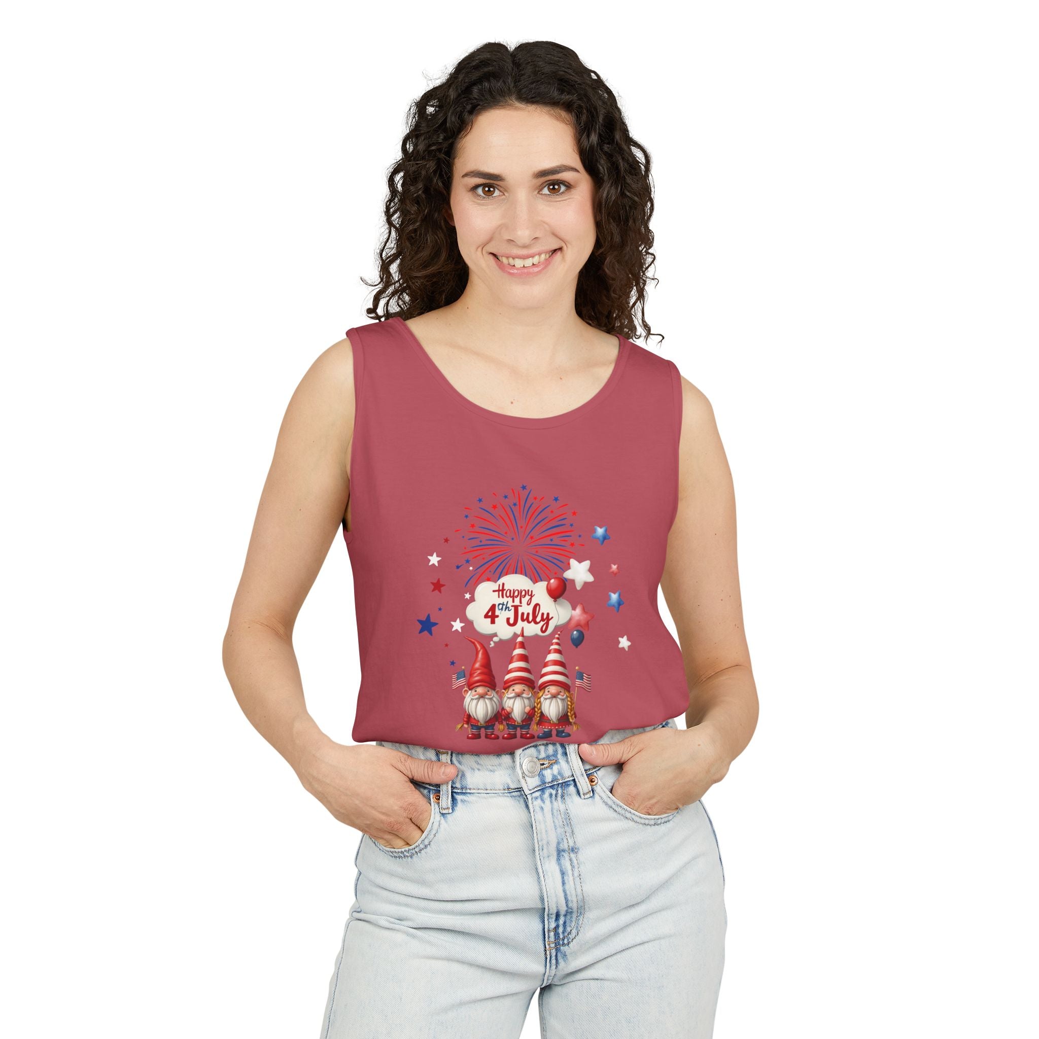 Gnome 4th of July Unisex Tank Top, Festive Holiday Apparel, Casual Independence Day Wear