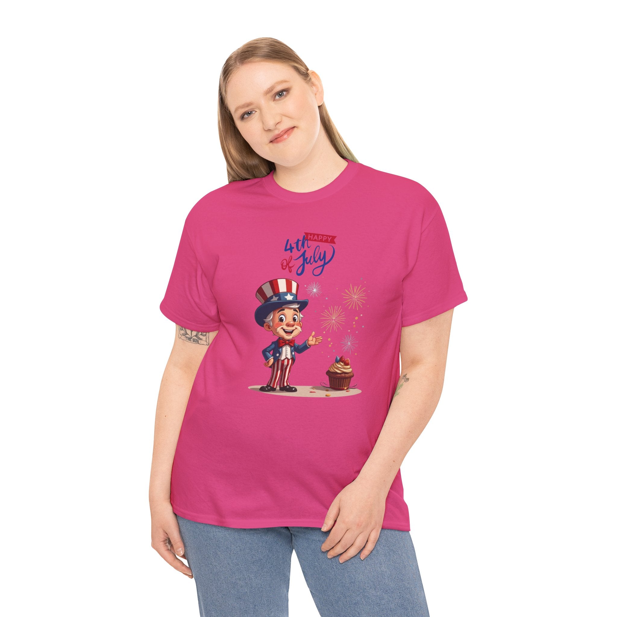 Uncle Sam Tee Happy of July, Unisex Heavy Cotton Shirt