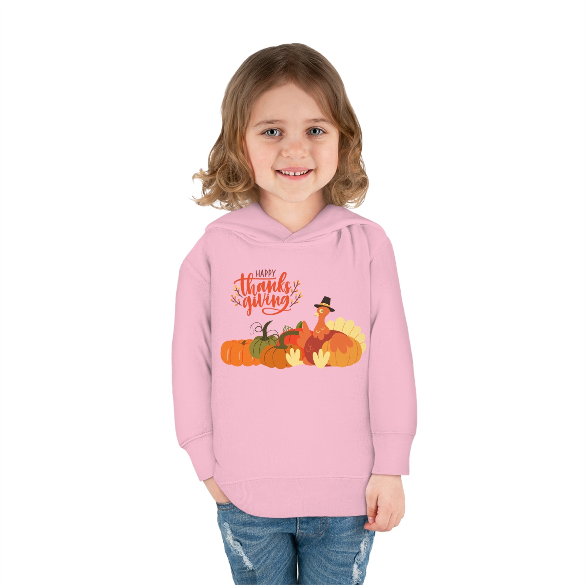 Happy Thanksgiving Turkey Toddler Pullover Fleece Hoodie