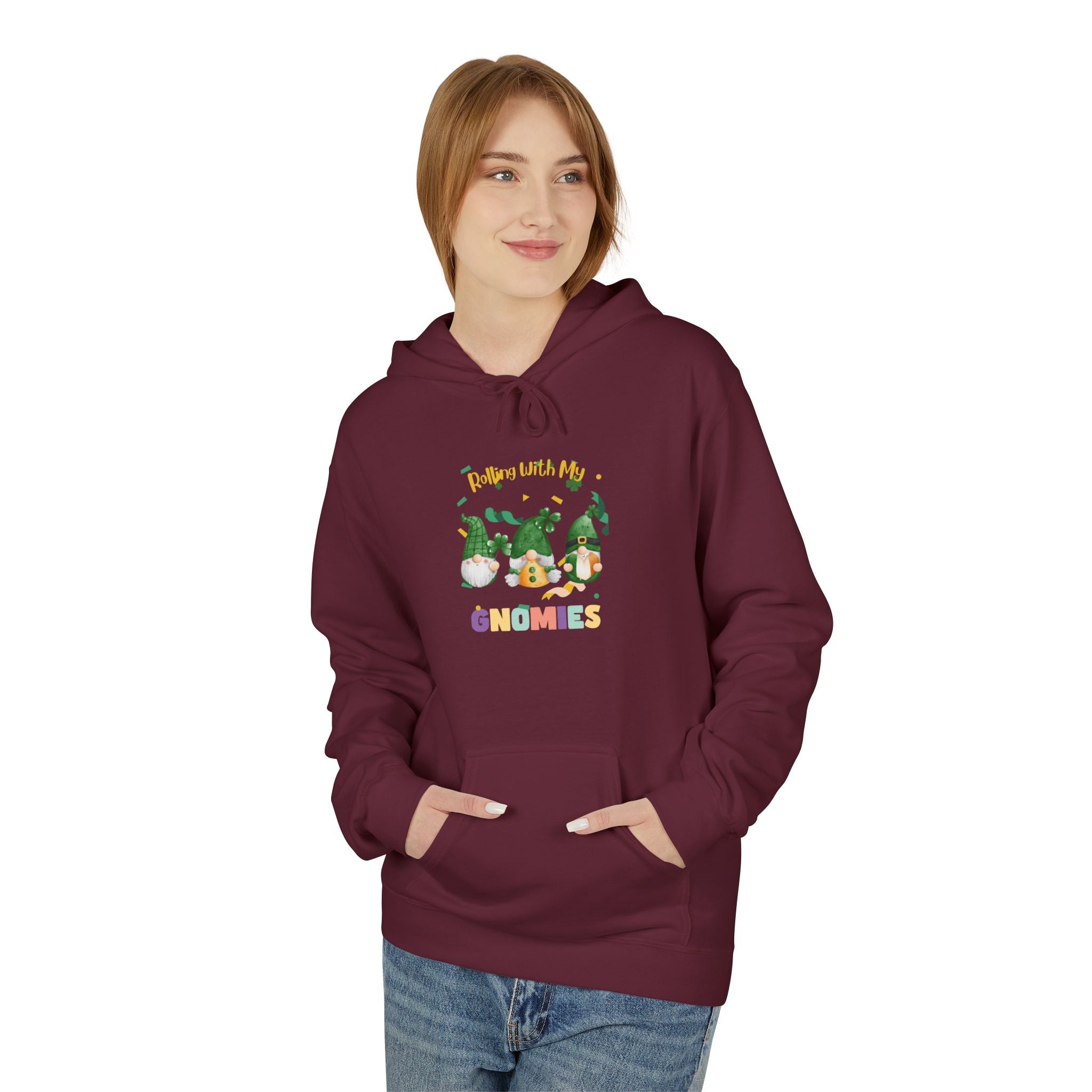 Rolling With My Gnomes Fleece Hoodie - Cozy Unisex Midweight Sweatshirt for Nature Lovers