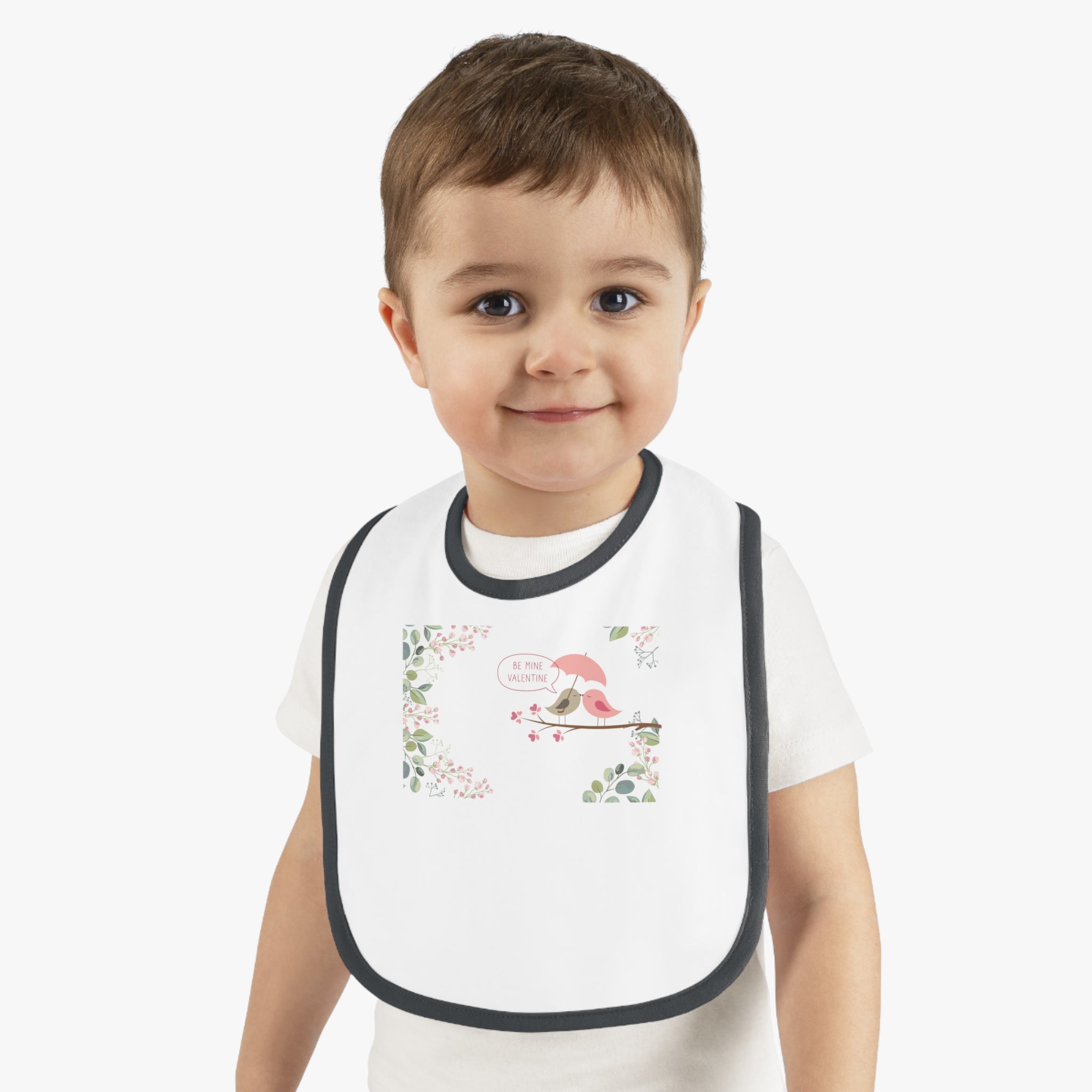 Happy Valentine's Day Lovers Baby Contrast Trim Jersey Bib