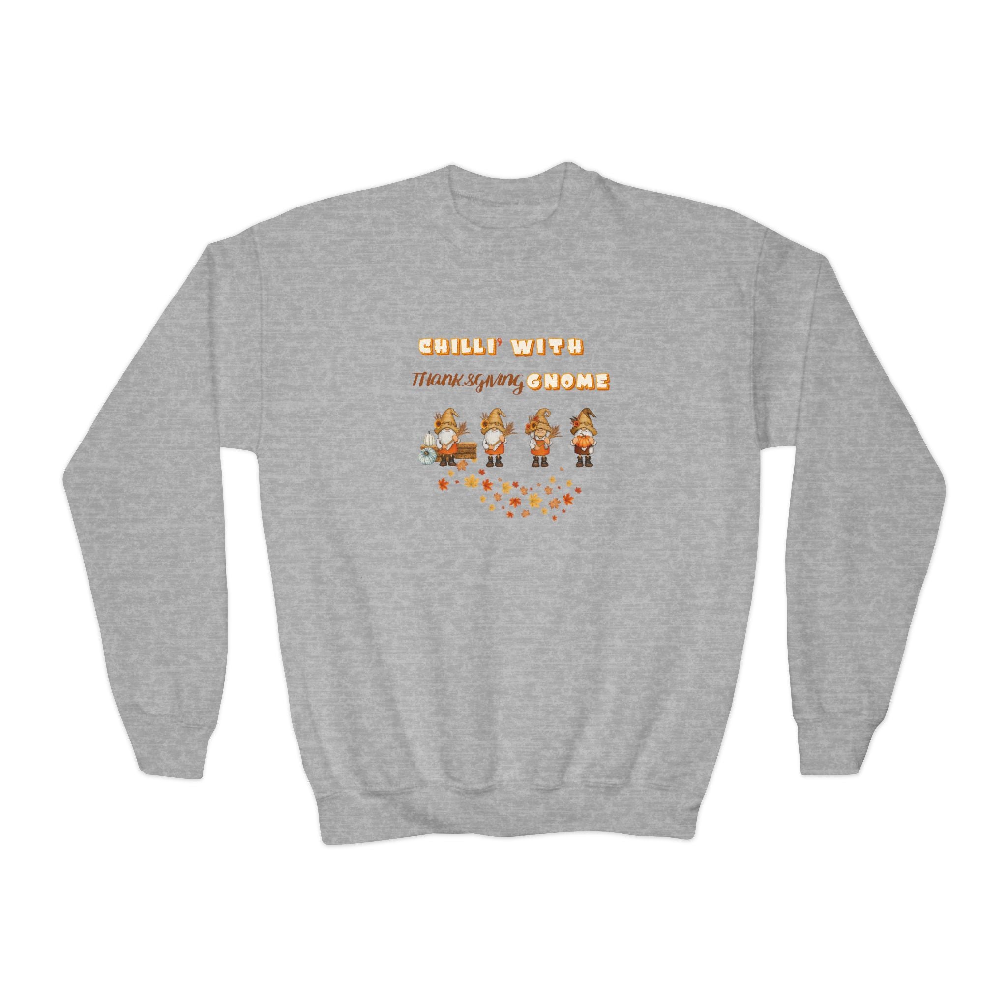 Chilli' With Thanksgiving Gnome Youth Crewneck Sweatshirt