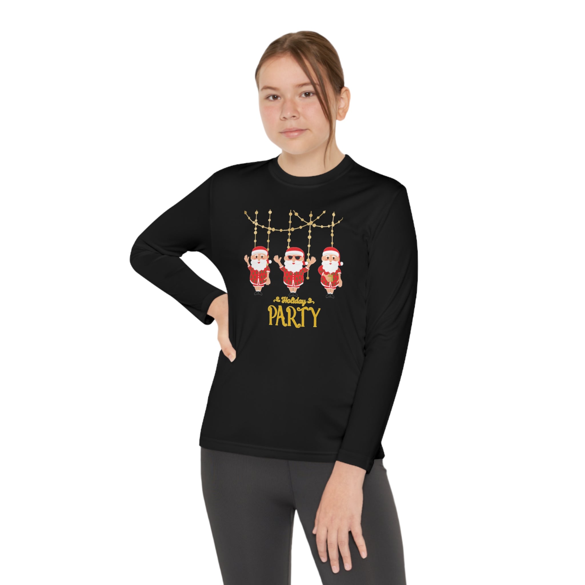 Santa's Holiday Party Youth Long Sleeve Competitor Tee