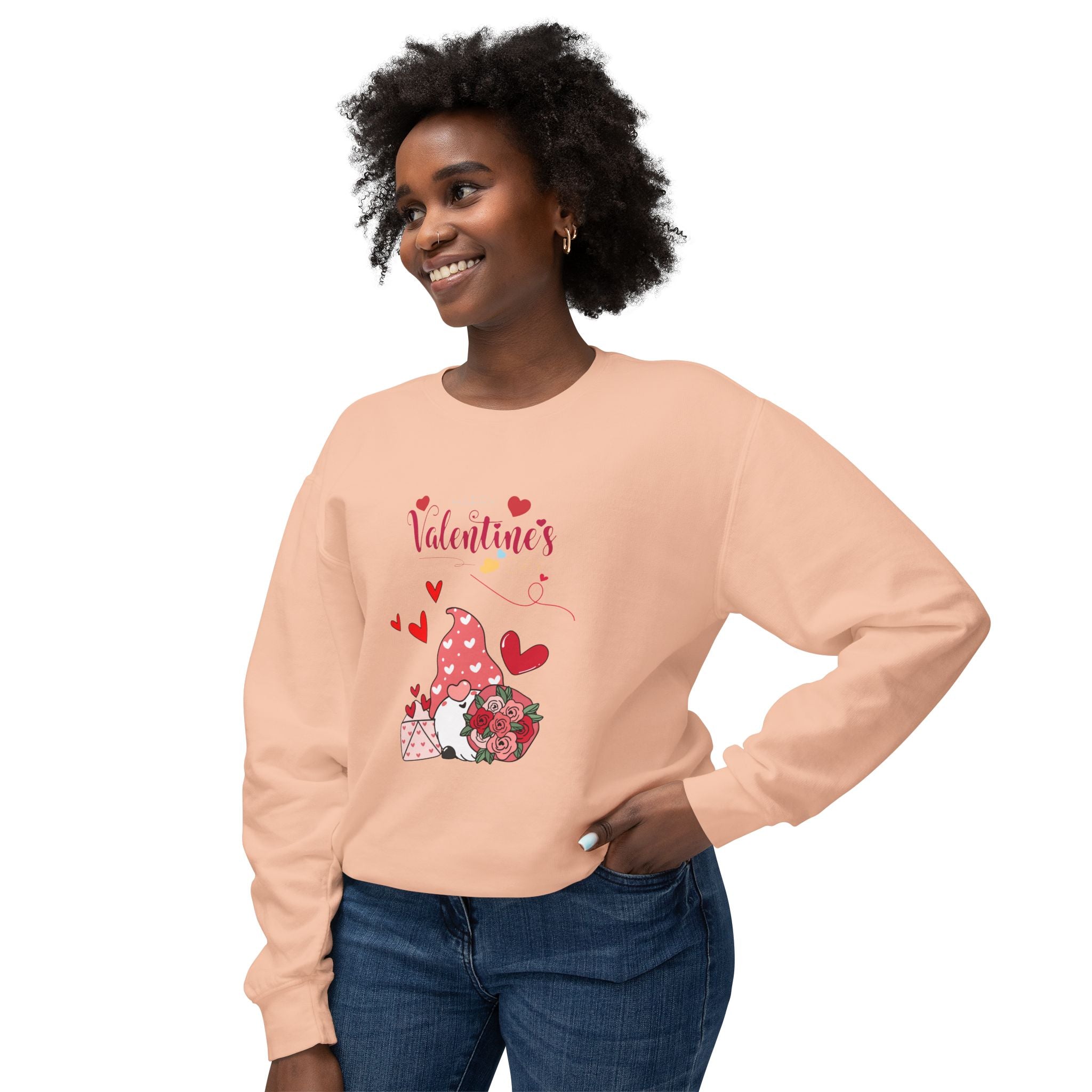 Gnome Valentine's Day Unisex Lightweight Crewneck Sweatshirt