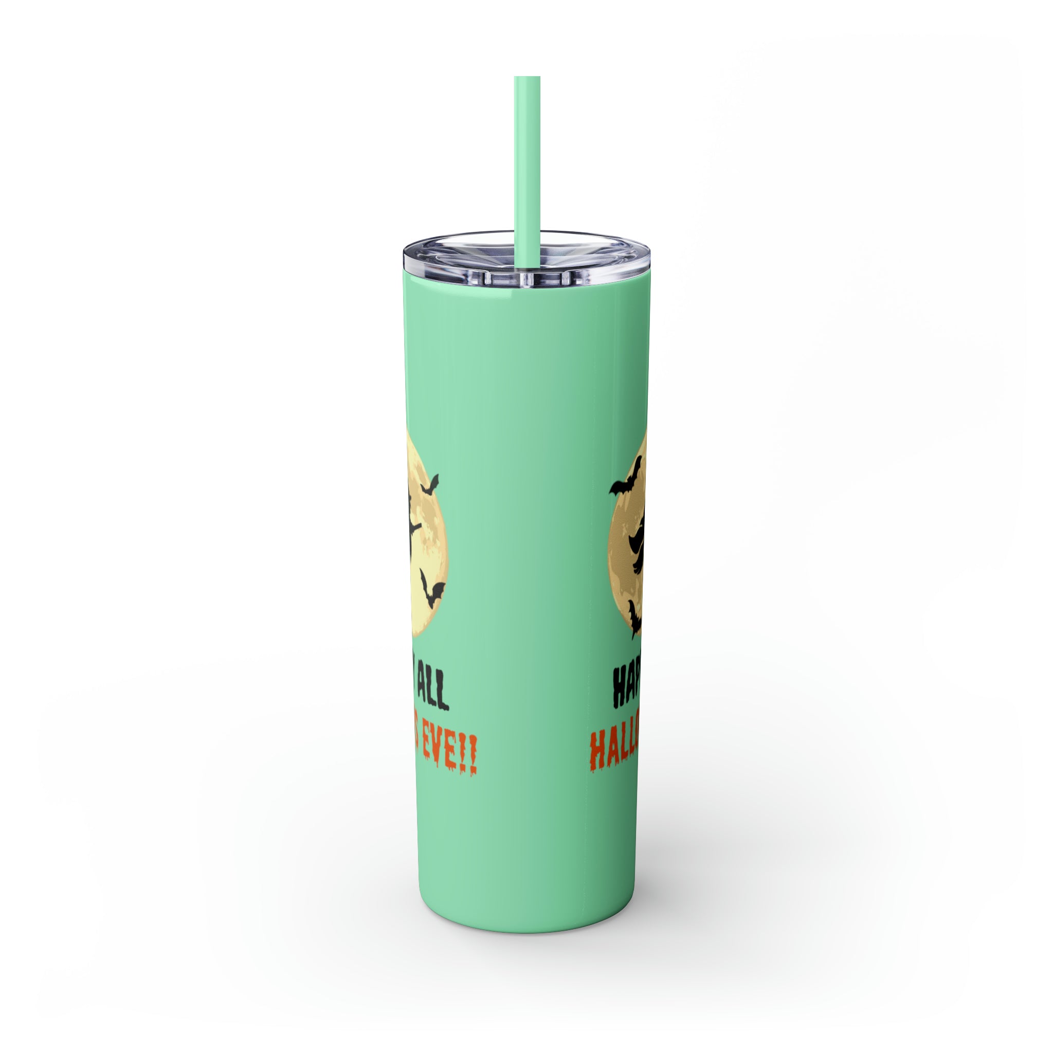 Happy All Hallows Eve Skinny Tumbler with Straw, 20oz